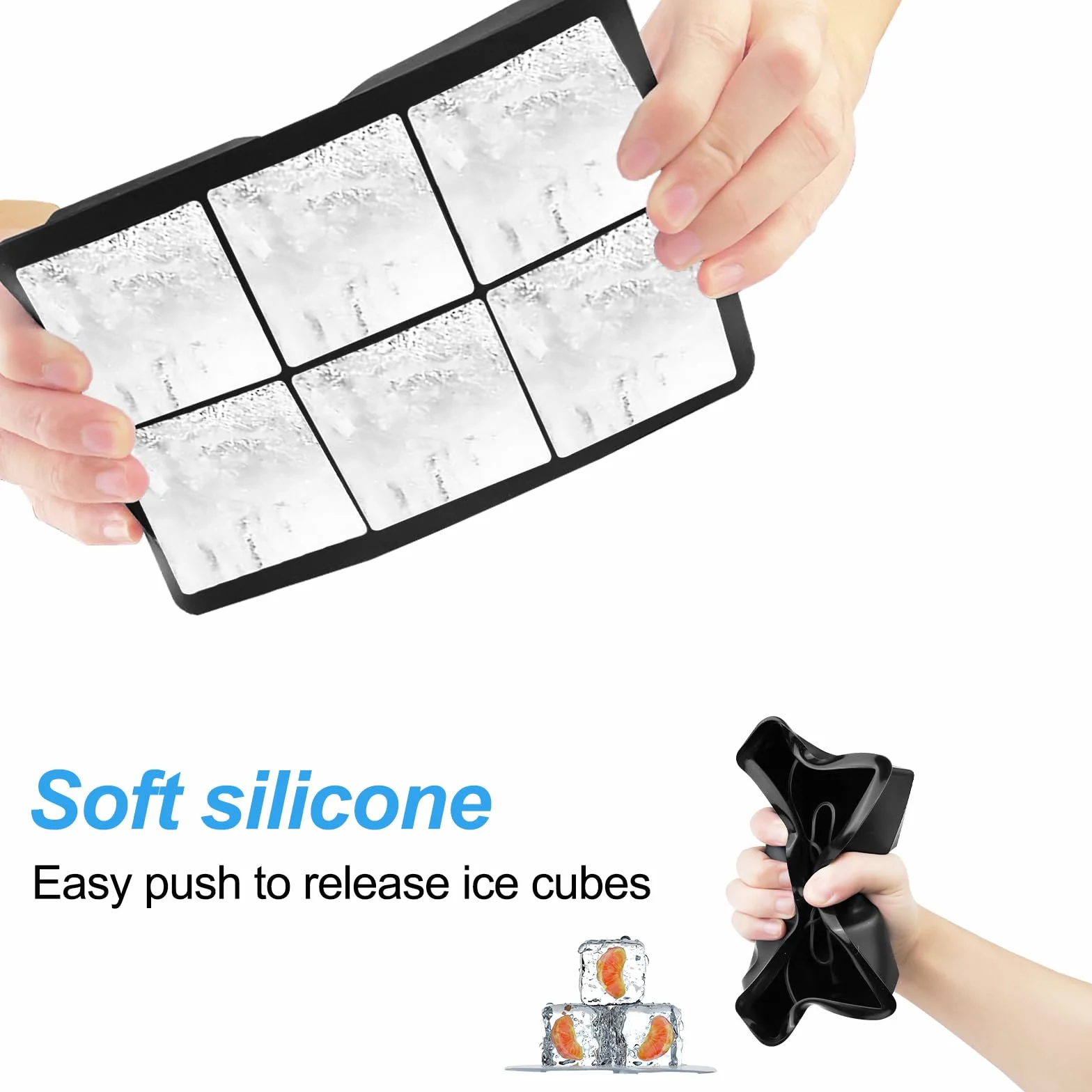 Fousenuk stampo ghiaccio silicone cubetti con coperchio forme grandi 3 pezzi per whisky cocktail bevande