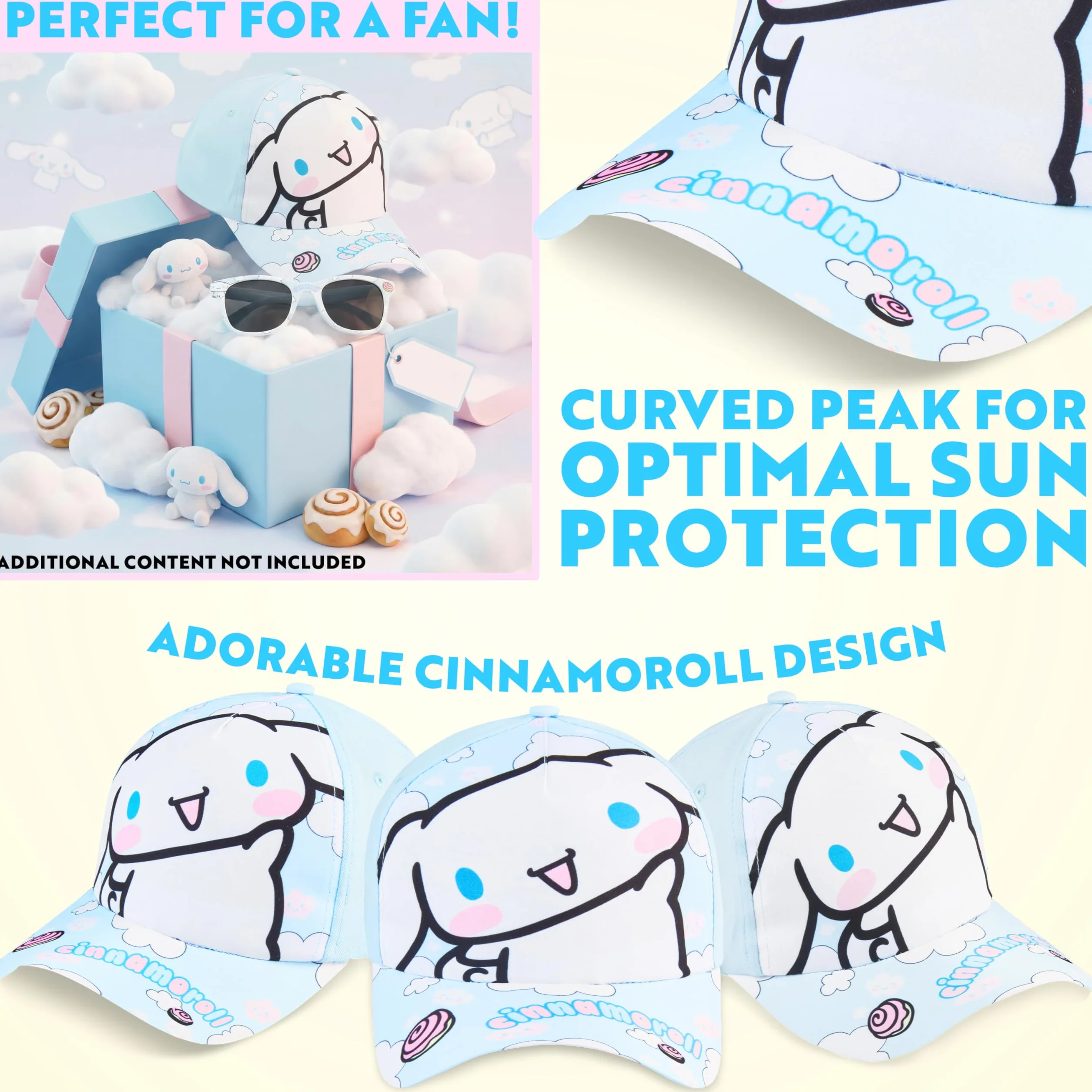 Disney Stitch Care Bears Kuromi Cinnamoroll Cappello con Visiera Occhiali da Sole Bambino Protezione UV400