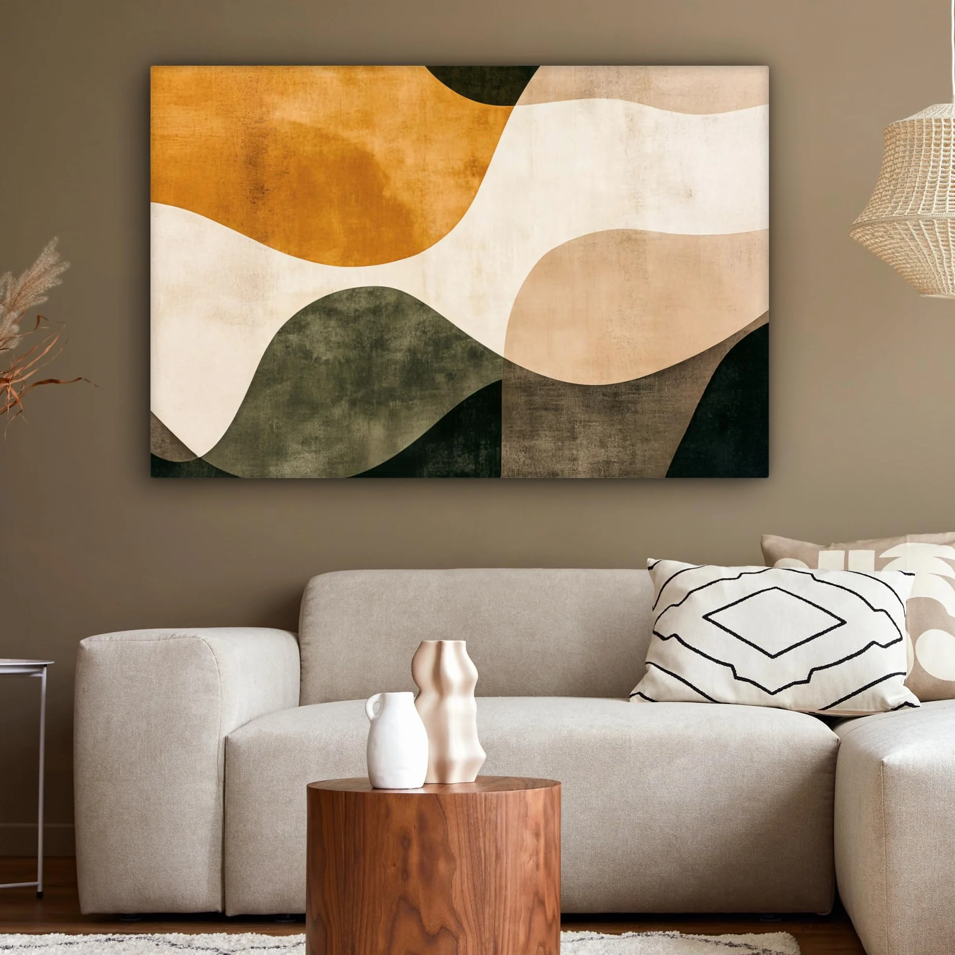 MuchoWow© Quadri Grandi Dimensioni 120x80 cm Quadretti Da Parete Quadro Moderno Camera Da Letto Stampa Foto Su Tela Soggiorno Cornice Decorazioni Forme - GialloOro - Astratto