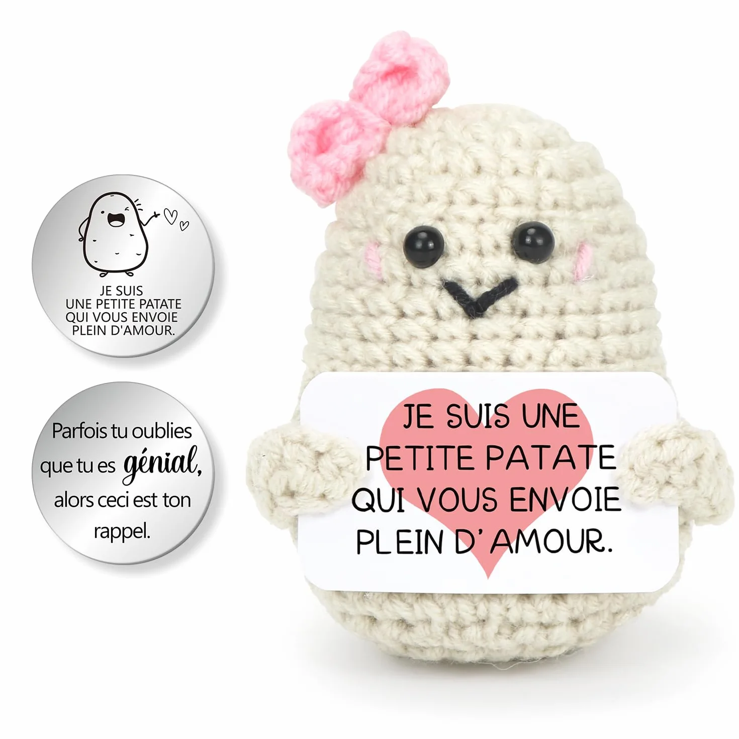 Aurasky Patata positiva Francese, Patata positiva, Abbraccio Tascabile, Bambola Patata di Lana a Maglia Creativa Borsa portaoggetti a Colori
