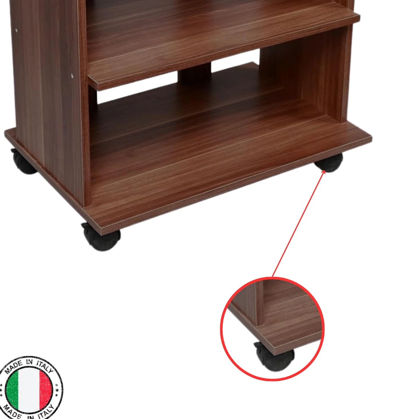 MOHOME Mobile Tv Legno MDF 3 Ripiani Mobiletto Noce Antico Carrello Porta Tutto Pavimento Televisore Console Videogiochi DVD Ruote Trasportabili Robusto Moderno