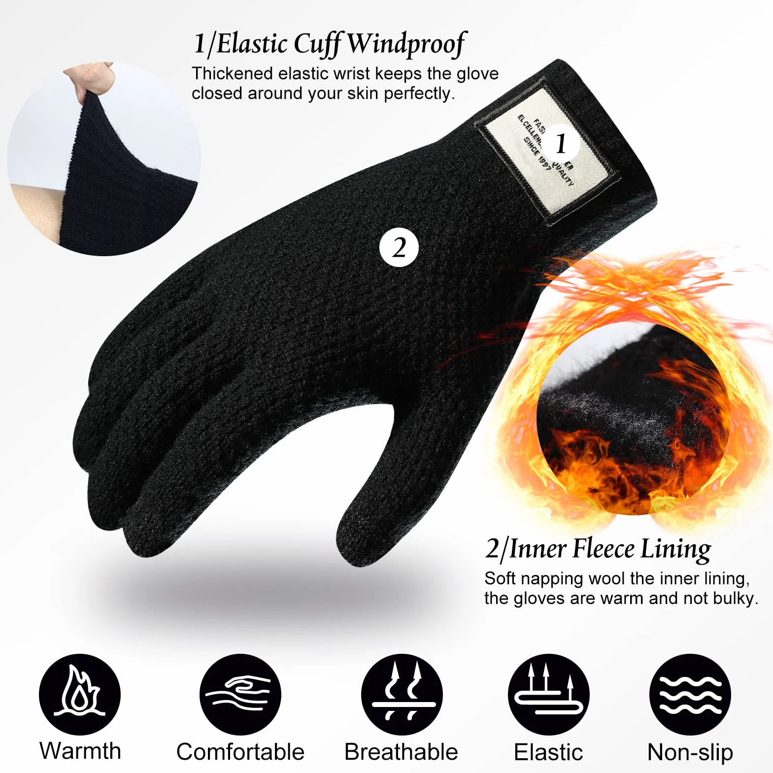 Moyad Inverno Guanti Touch Screen con Fodera In Pile per Ciclismo Sci Snowboard Corsa