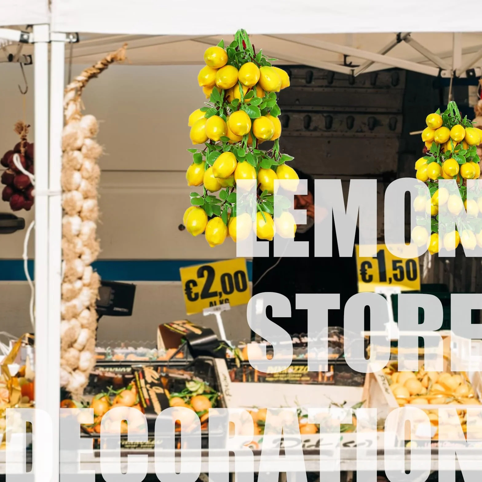 Limoni Artificiali Frutta Finta Confezione da 2 Corde Appendere Decorazioni Casa Cucina Oggetti Fotografici