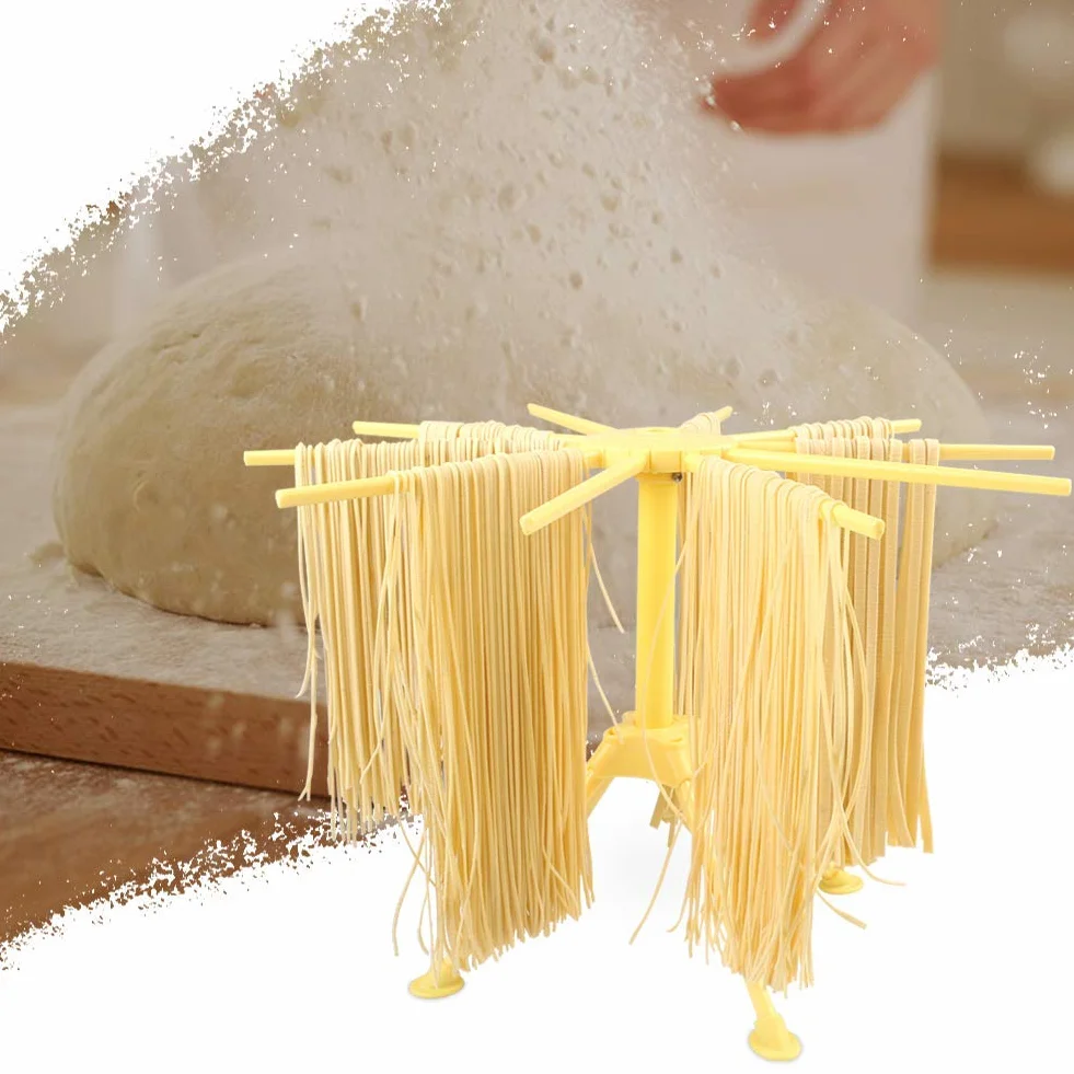 Stendino pieghevole per pasta - Stendino per pasta con essiccatore per noodle domestico da 10 bar - Compatto Facile da riporre Installazione rapida (giallo)