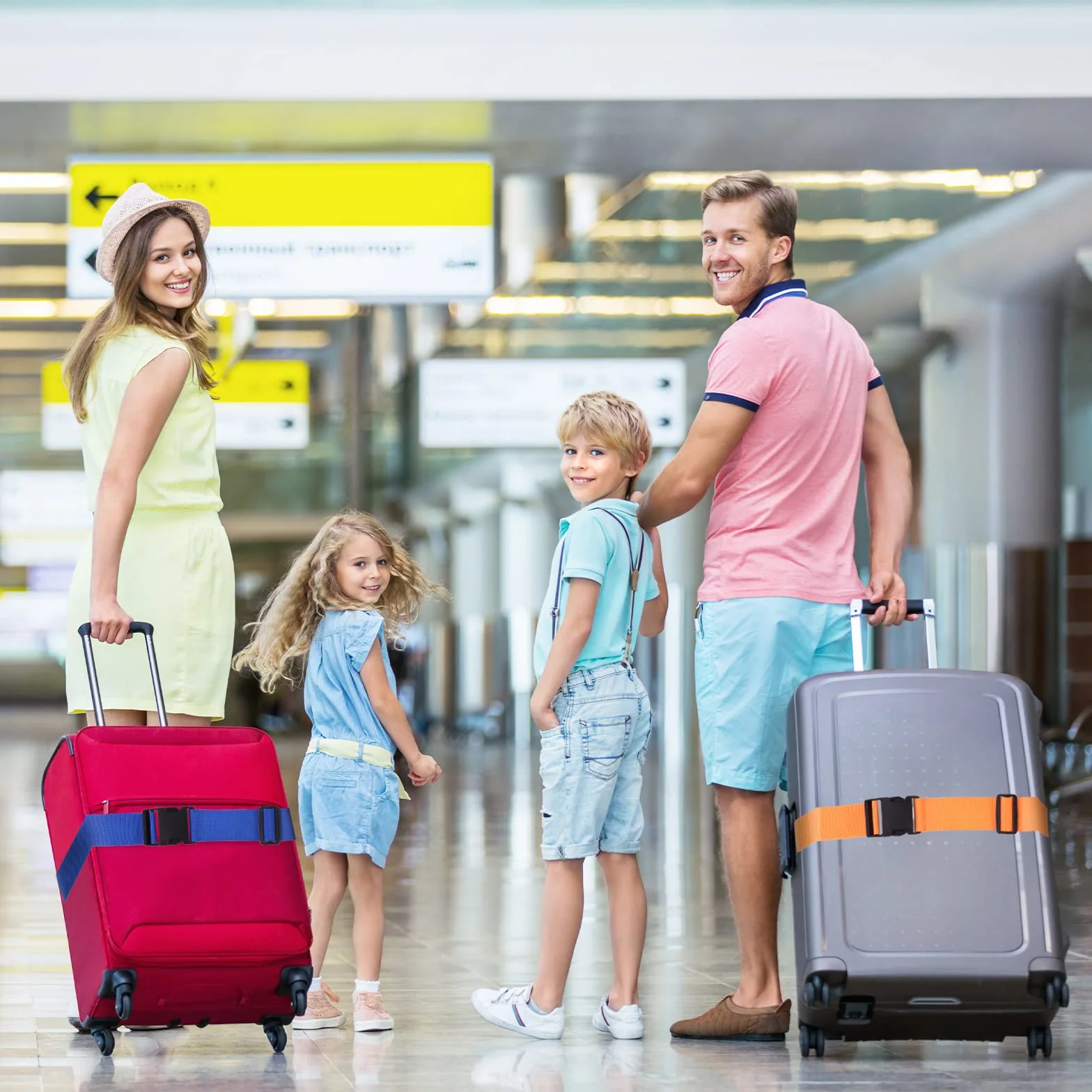 Vinabo 4 Pezzi Cinghie Regolabili per Bagagli con Fibbia, Cintura Valigia da Viaggio con Etichette Nome e Indirizzo