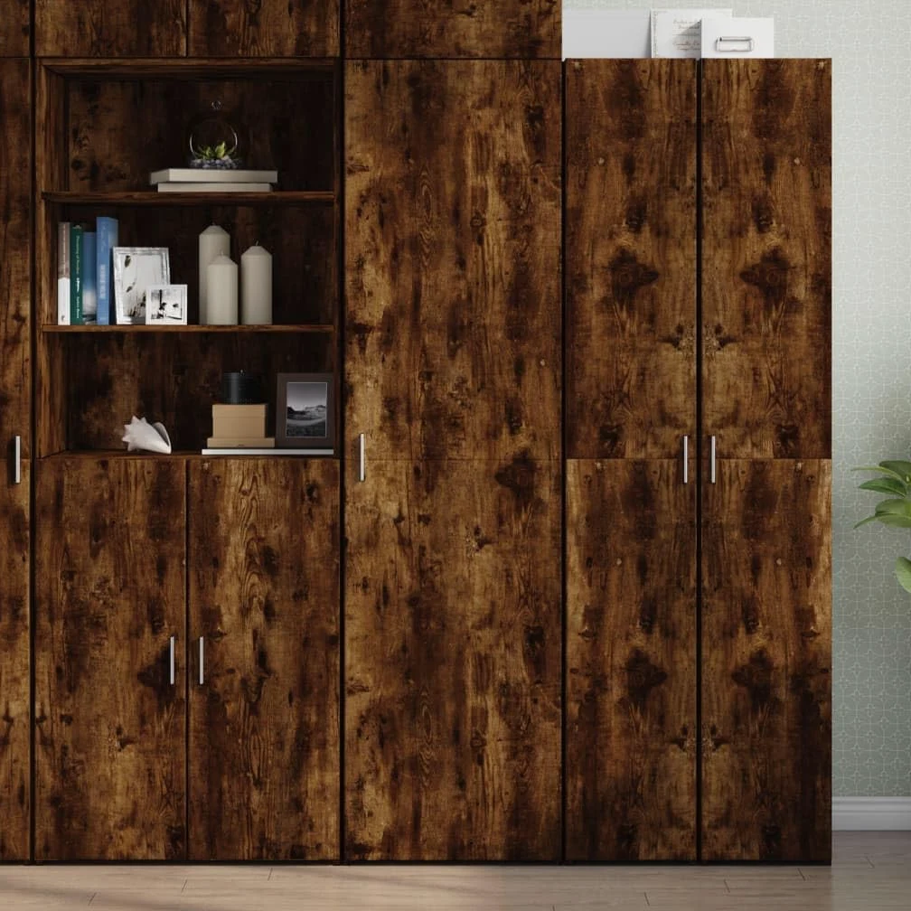 vidaXL Credenza Rovere Fumo 50x42,5x185 cm in Legno Multistrato, credenza Alta, Mobile Contenitore, Mobile Alto, Mobile, credenza Laterale