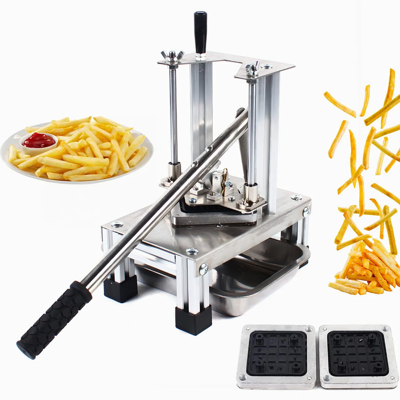 Affettatrice verticale per patate, in acciaio inox, manuale con 7/10/14 lame, 3 tecnologie antiscivolo, per patate, verdura, frutta, GKRWH-729