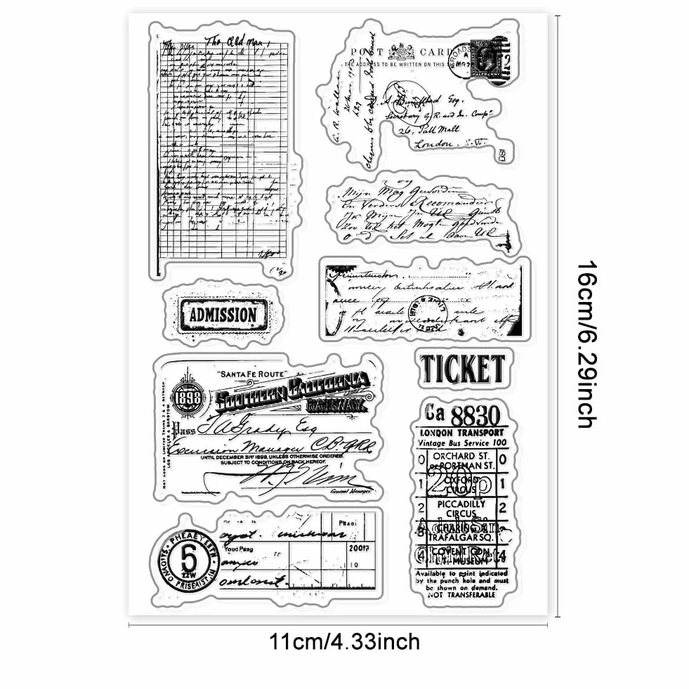 PH PandaHall Timbri Trasparenti in Silicone Timbri per Biglietti, Timbri Trasparenti per Scrapbooking Timbro Postale Vintage Timbro in Gomma per Album Fai Da Te Scrapbooking Diario