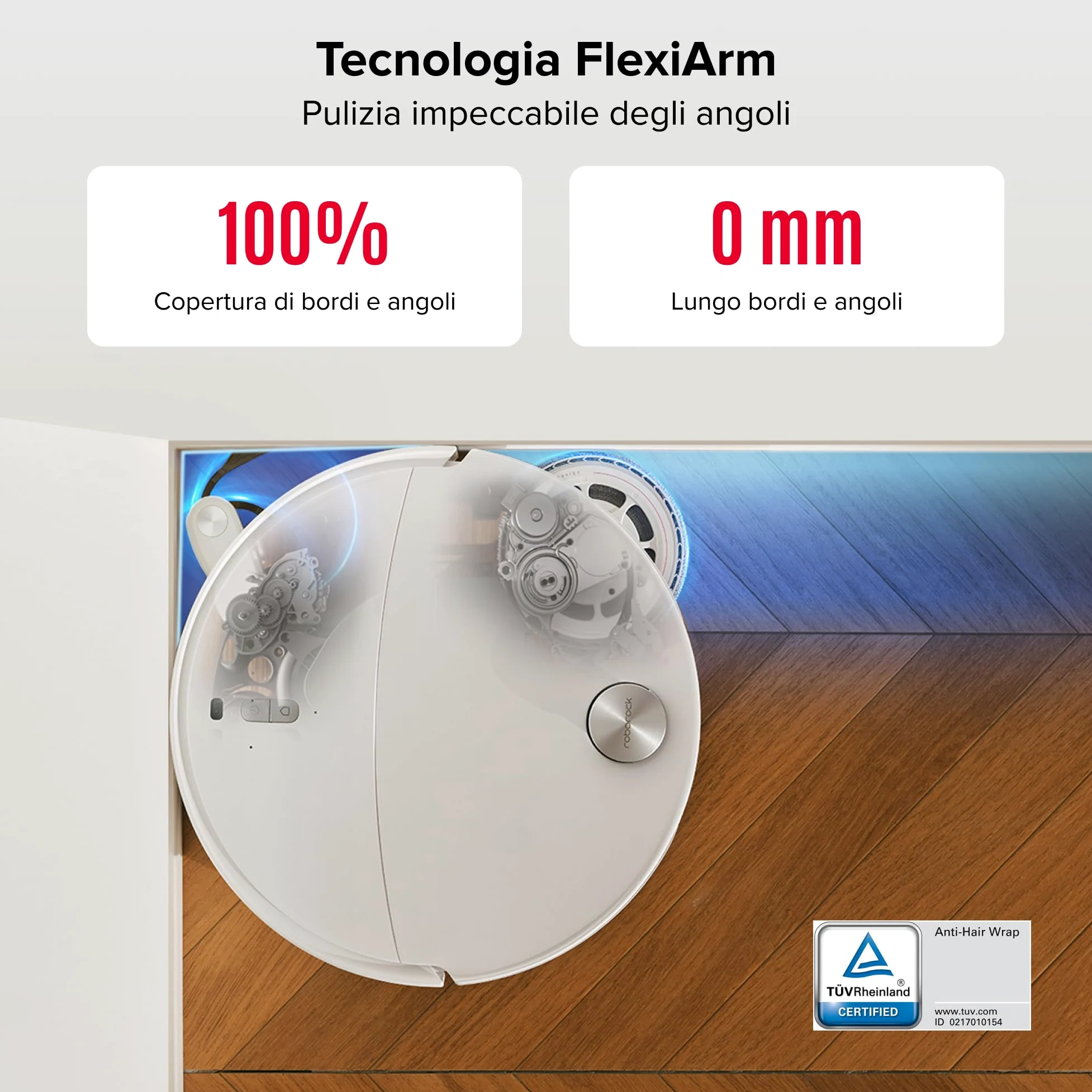 roborock Qrevo Curv 2 Pro Robot Aspirapolvere Lavapavimenti con LDS Retrattile, 7,98 cm, 25000 Pa, Zero-Grovigli, Acqua 100°C, Autopulente, Evita Ostacoli, per Peli di Animali Domestici