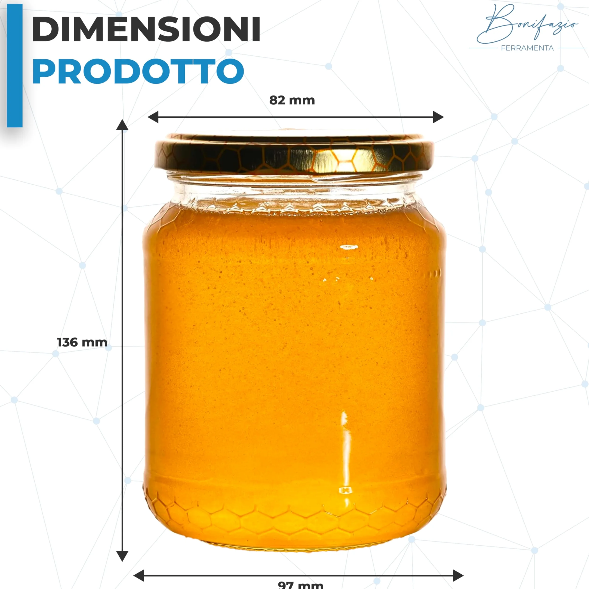 Set Completo di 90 Barattoli - Vasetti da 773ml - 1Kg con Tappo Color Oro, Vaso Ideale per la Conservazione di Miele Marmellata e Altri Alimenti (90 pezzi da 773ml - 1Kg)