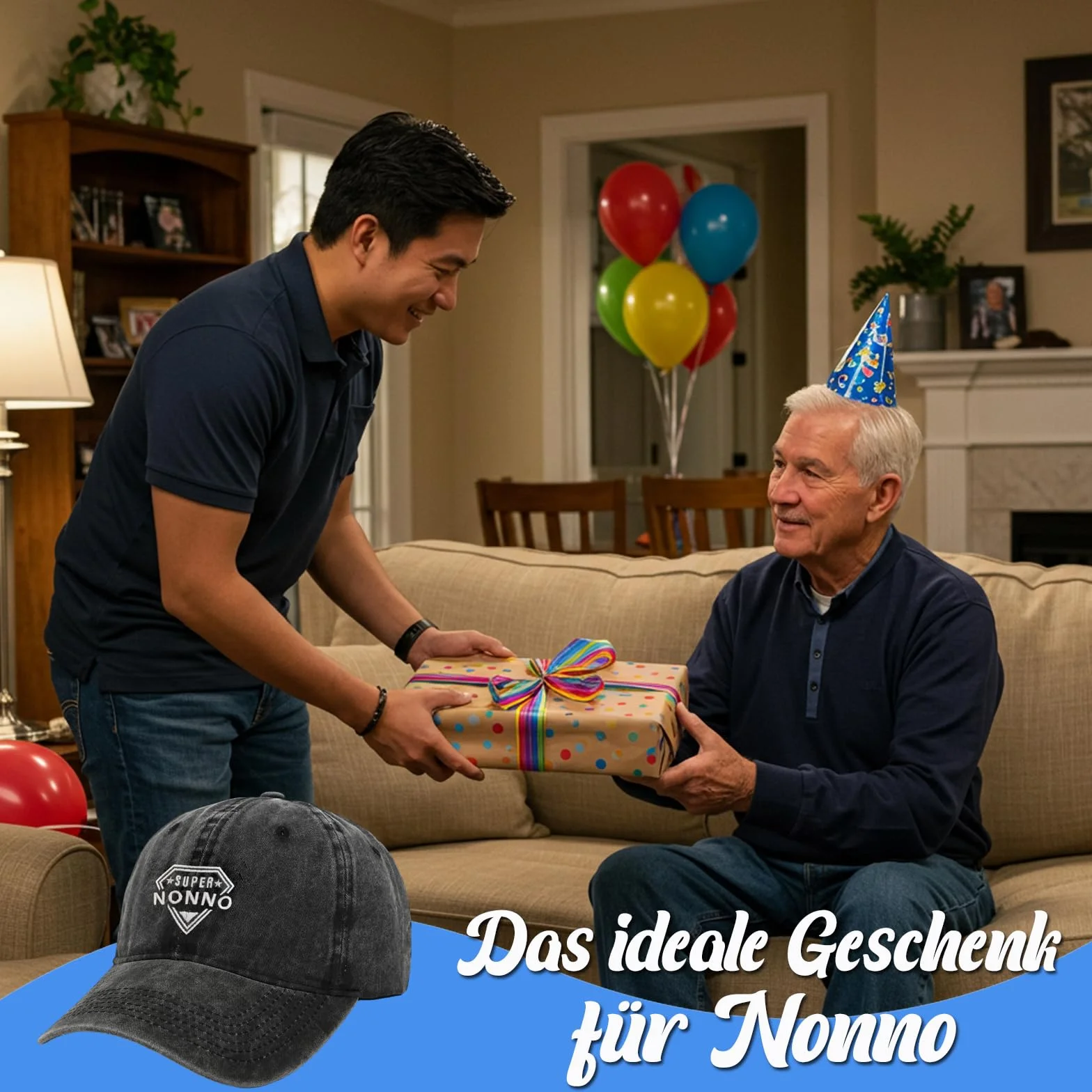 Cappello da Sole Casual da Uomo NEONSKY Berretto da Baseball Personalizzato Ricamato Super papà Nonno Regalo