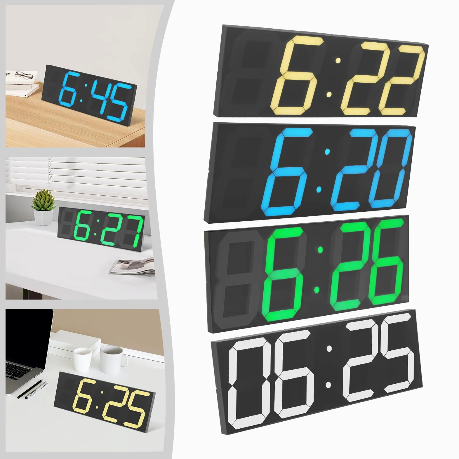 Orologio digitale a LED, 142 diodi LED, per soggiorno e camera da letto | Telecomando a 8 Livelli Regolazione Automatica della Luminosità entro 20 Metri Nero in Plexiglass e ABS