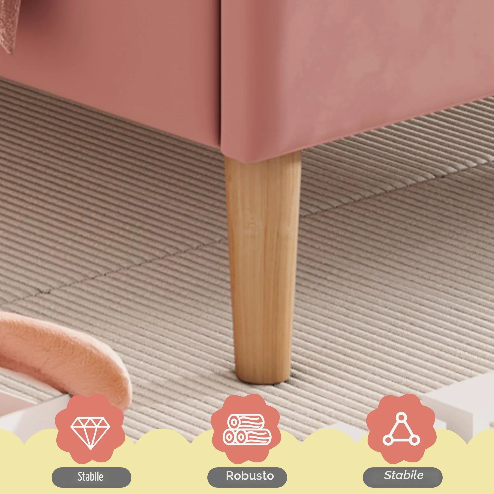 Azkoeesy Letto singolo imbottito per bambini e bambina, 90 x 200 cm, testiera arcobaleno, rivestimento in velluto, rosa
