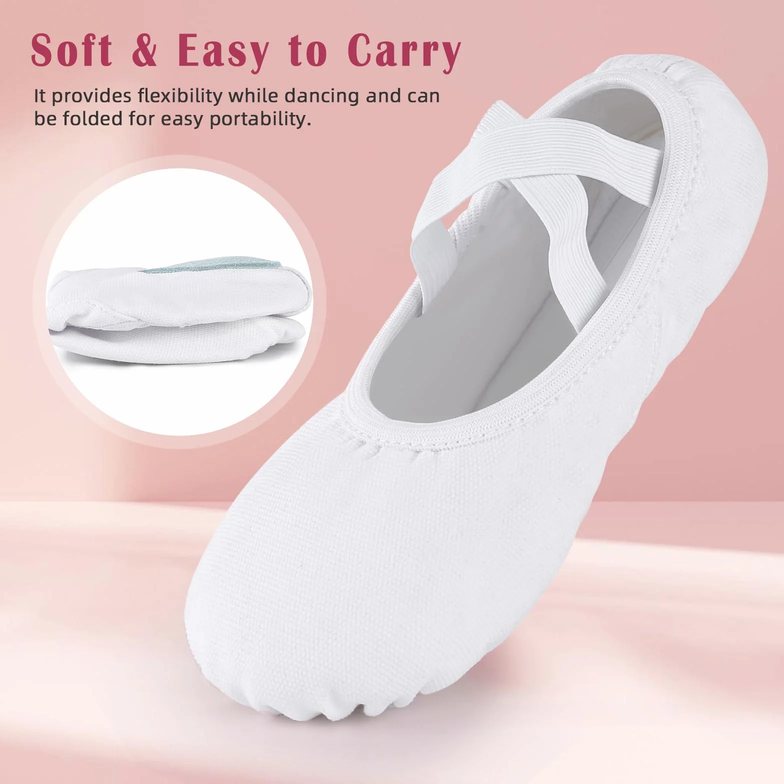 Acfoda Scarpe Danza Classica Tela Mezza Punta Suola Spezzata Antiscivolo Bambina Donna 22-43 EU