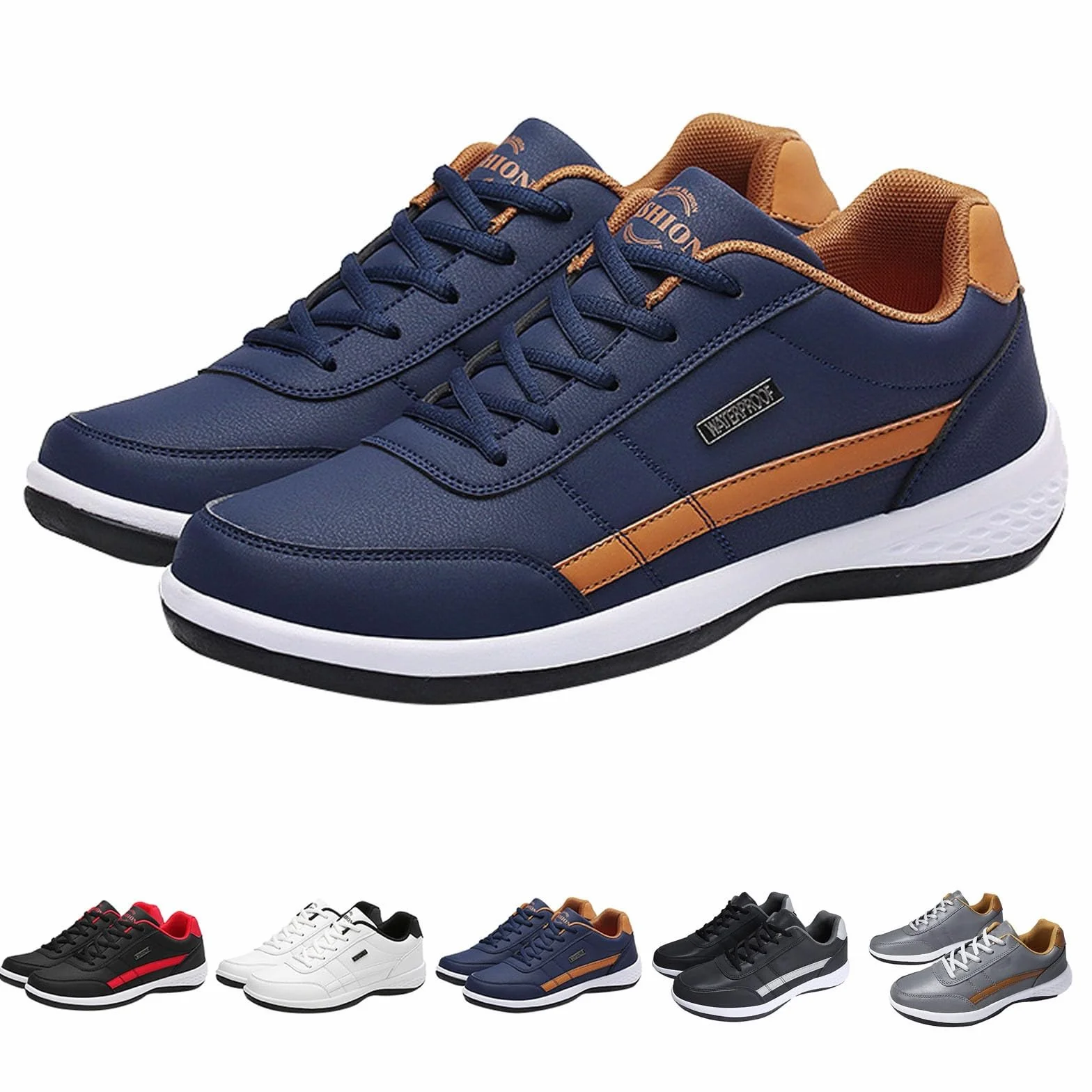 Sneaker ortopediche uomo in pelle antiscivolo leggere basse sportive