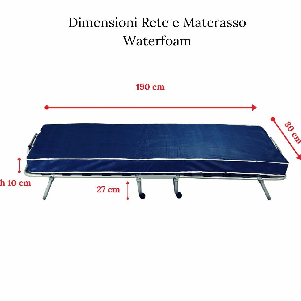 Evergreenweb - Brandina Pieghevole con Materasso in Waterfoam 80x190 Alto 10 cm + Cuscino in Memory Foam Gratis, Kit Letto Singolo Rete a Doghe in Legno e Materasso in Poliuretano Ortopedico Offerta