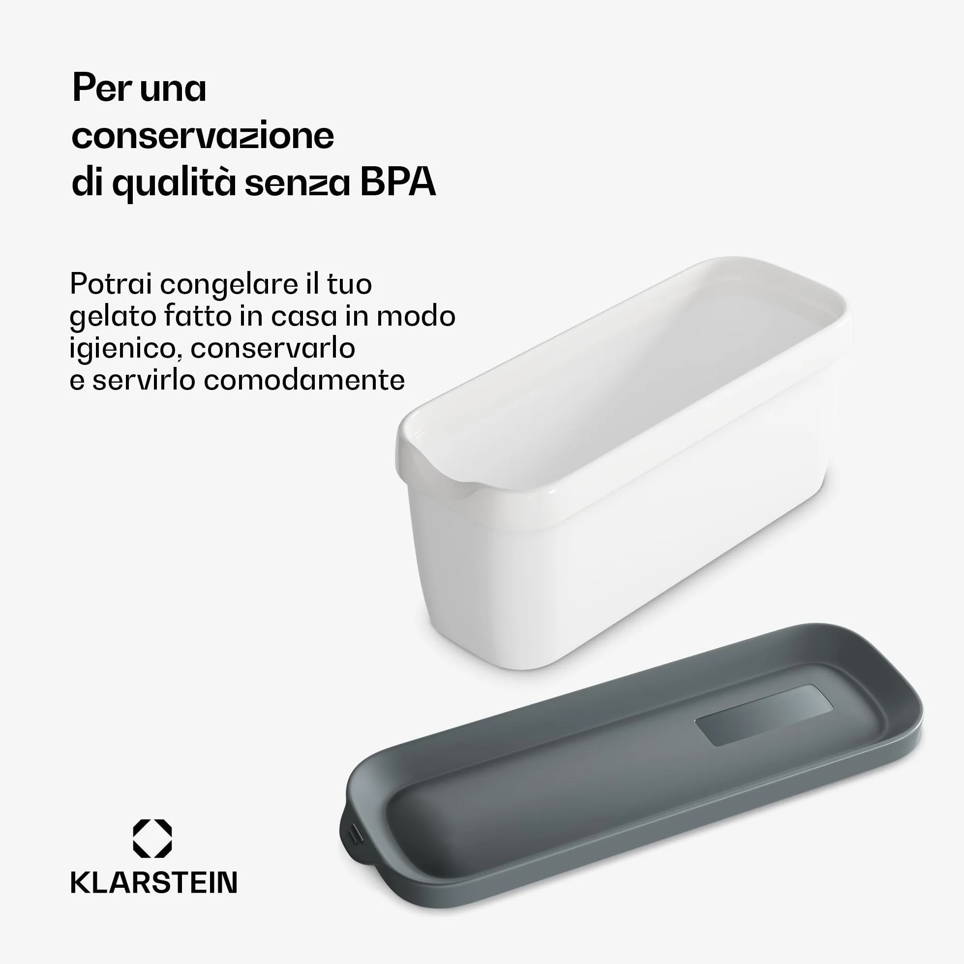 Klarstein Vaschette per Gelato 2x1,5L – Contenitori Plastica con Coperchio, Lavabili in Lavastoviglie