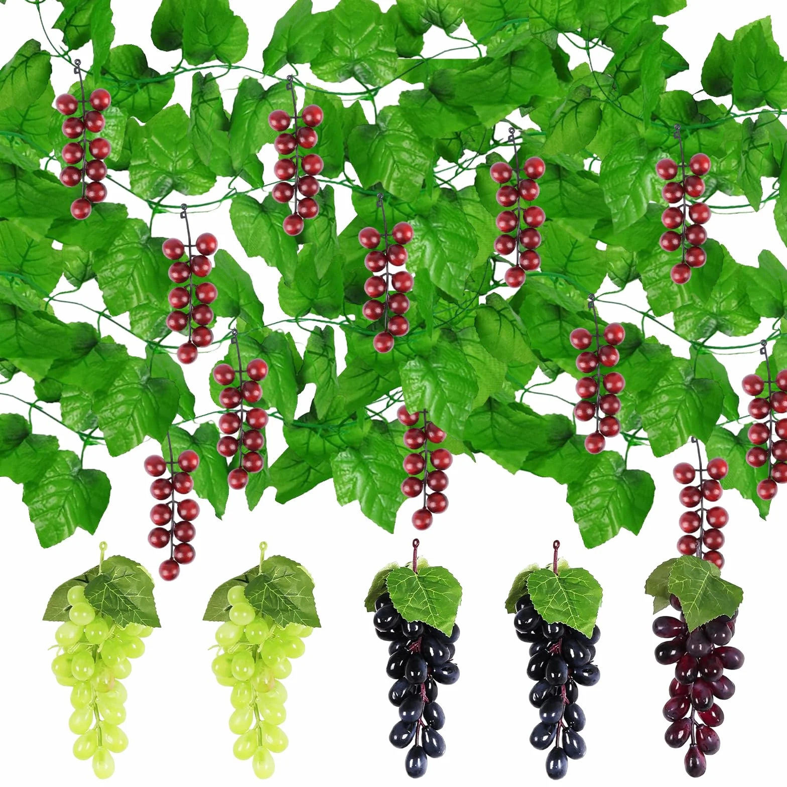 Uva Artificiale Viti Finta Spiedini Plastica Frutta Decorativa Realistica 10 Pezzi