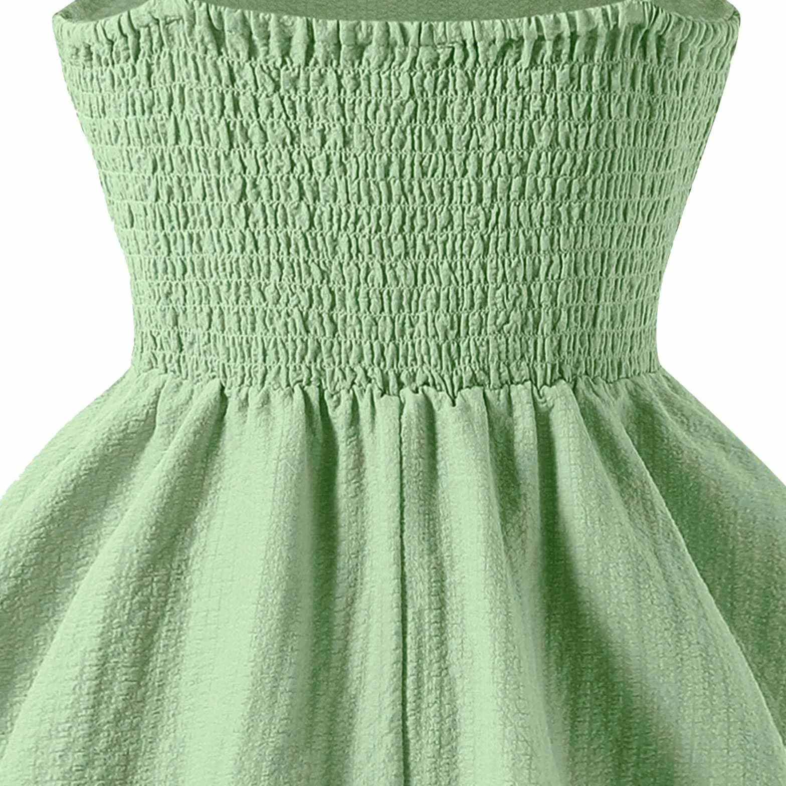 Vestito estivo da ragazza senza maniche elastico verde 11 anni