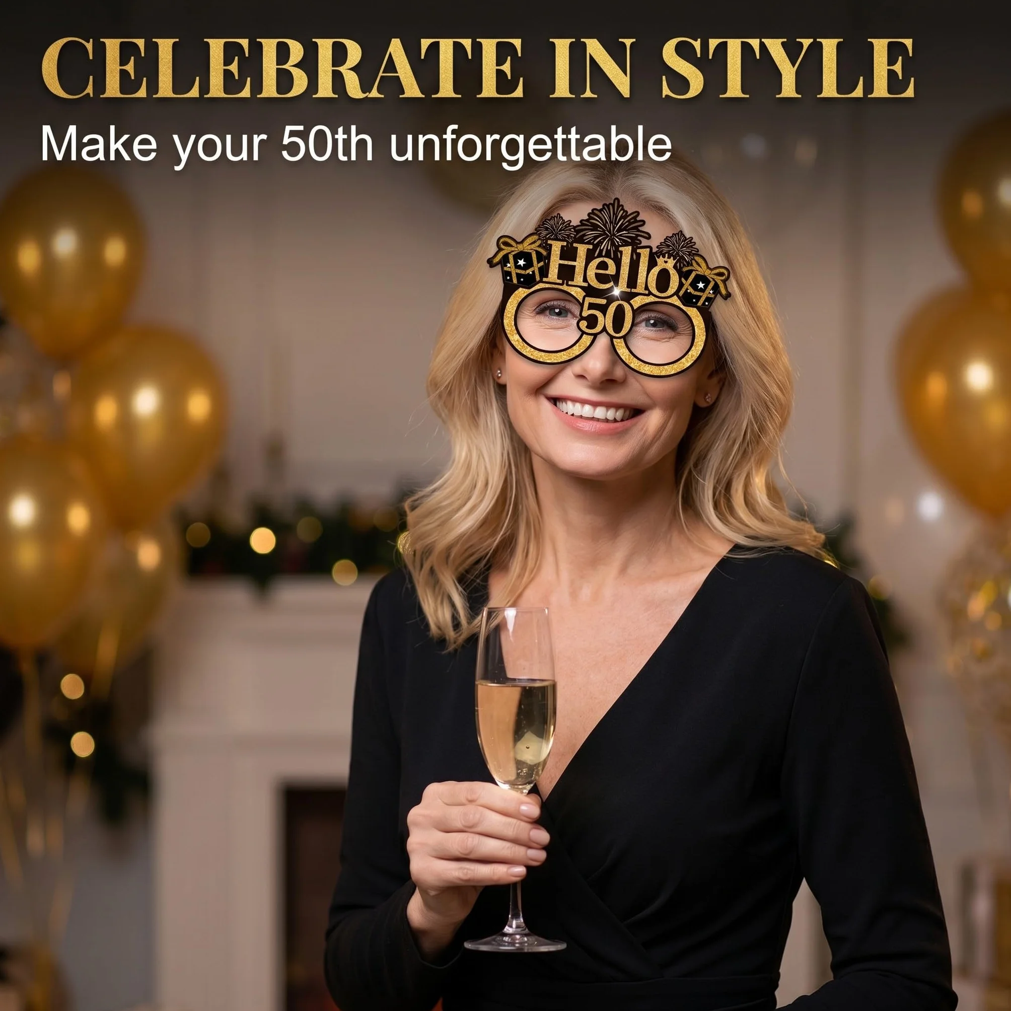 8 Pezzi Occhiali 50 Anni Compleanno - Gadget Divertenti per Photobooth e Decorazioni Festa, Bomboniere Originali per Uomo e Donna, Accessori per Foto Ricordo e Scherzi Compleanno
