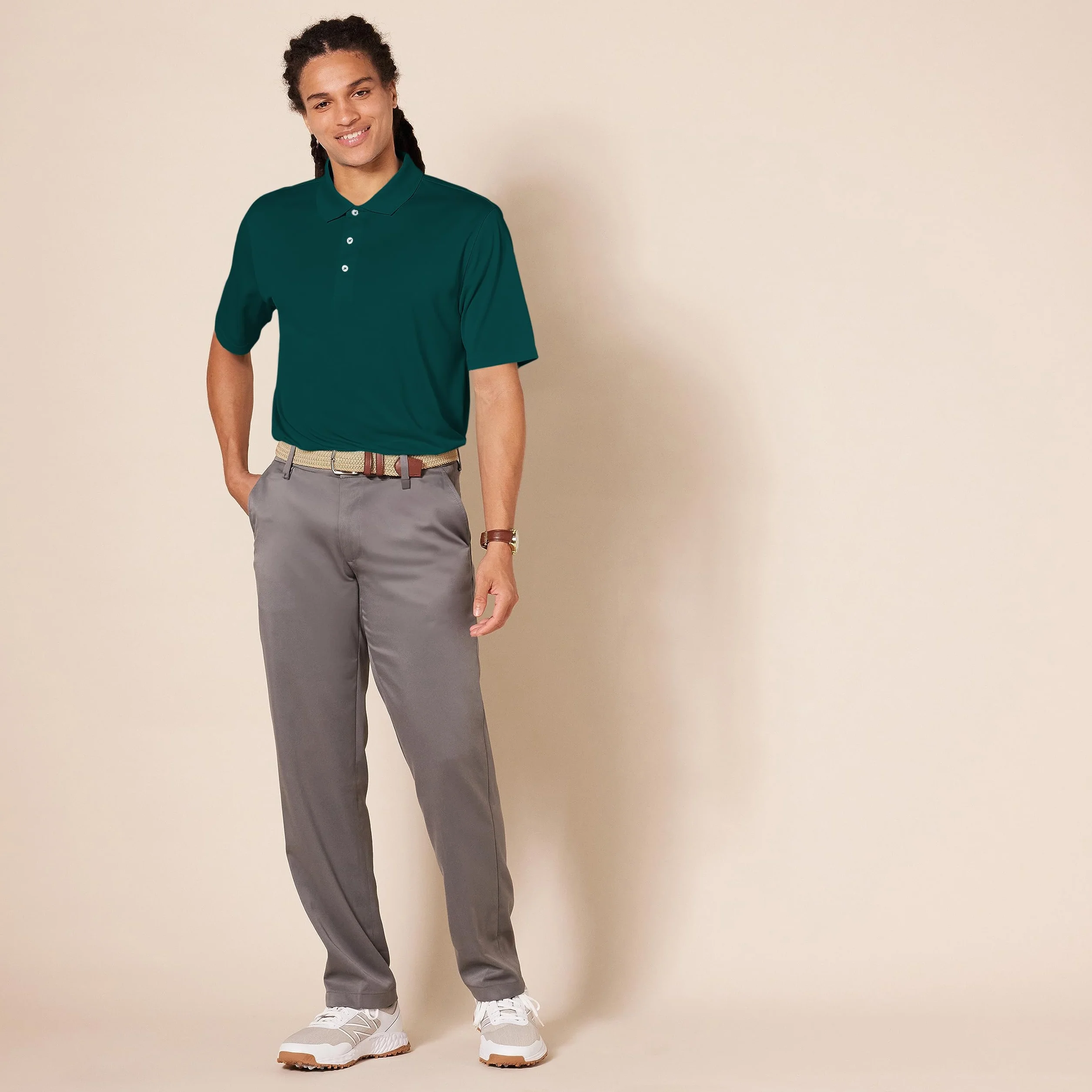 Amazon Essentials Uomo Polo da Golf a Maniche Corte Asciugatura Rapida