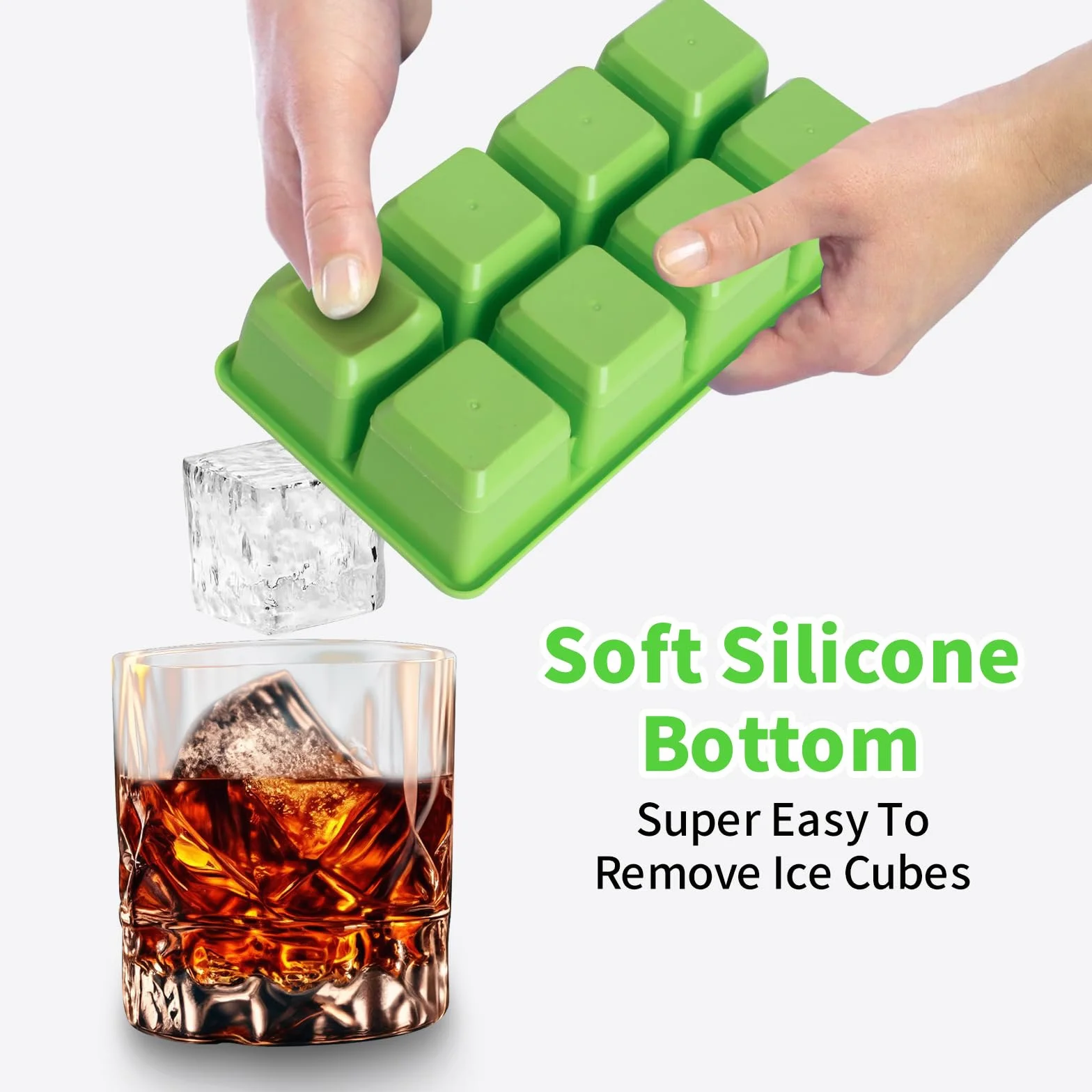 Furnsii Stampo Cubetti Ghiaccio XXL Silicone con Coperchio 2 Pezzi Senza BPA