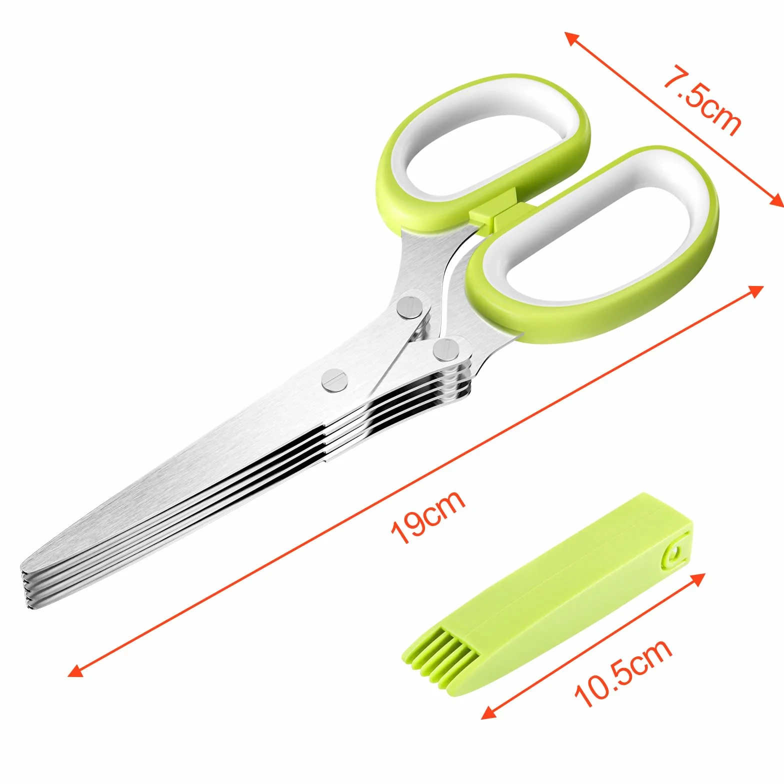Relota Forbici per Erbe Aromatiche, Forbice Cucina a 5 Lame in Acciaio Inox con Coperchio di Sicurezza, Forbici Cucina per Erba Cipollina, Prezzemolo, Erbe Aromatiche, Spezie Verdure