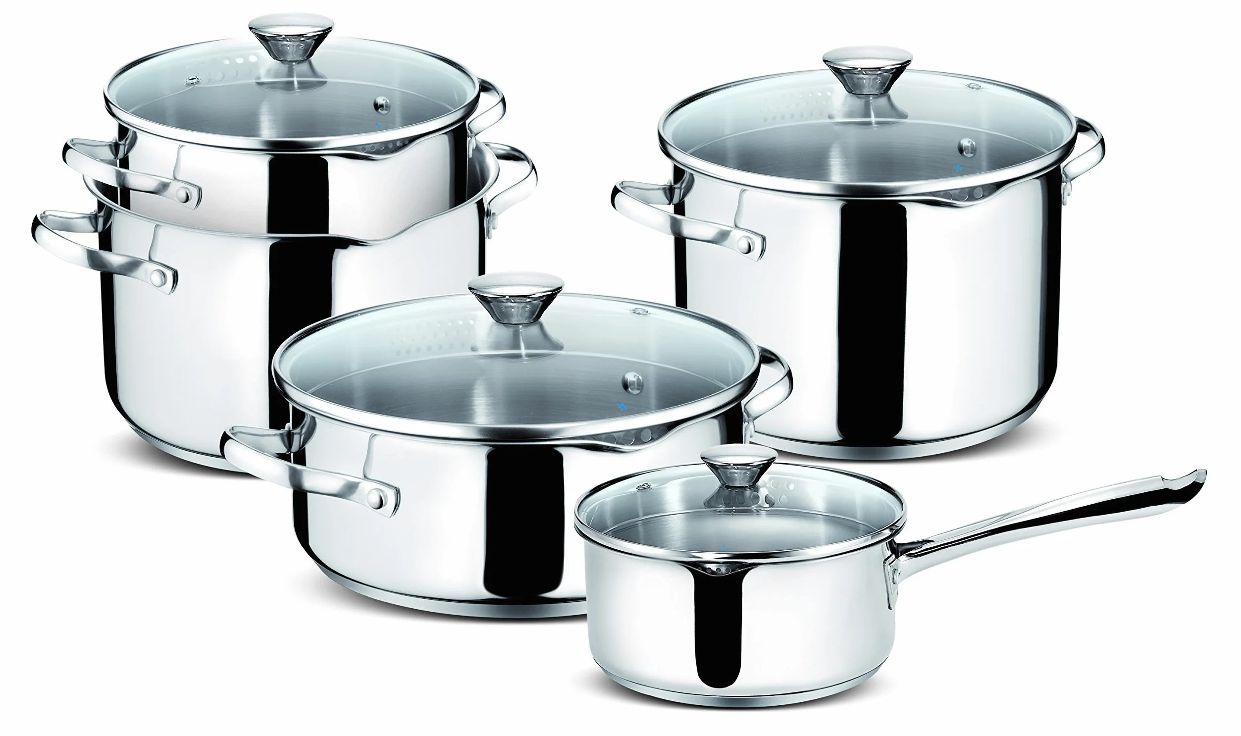 Lagostina Set Smart, Batteria Di Pentole Per Induzione, Acciaio Inossidabile, Grigio, 9 Pezzi & Giada Set Posate Per 6 Persone, Acciaio Inox 18/10, 24 Pezzi