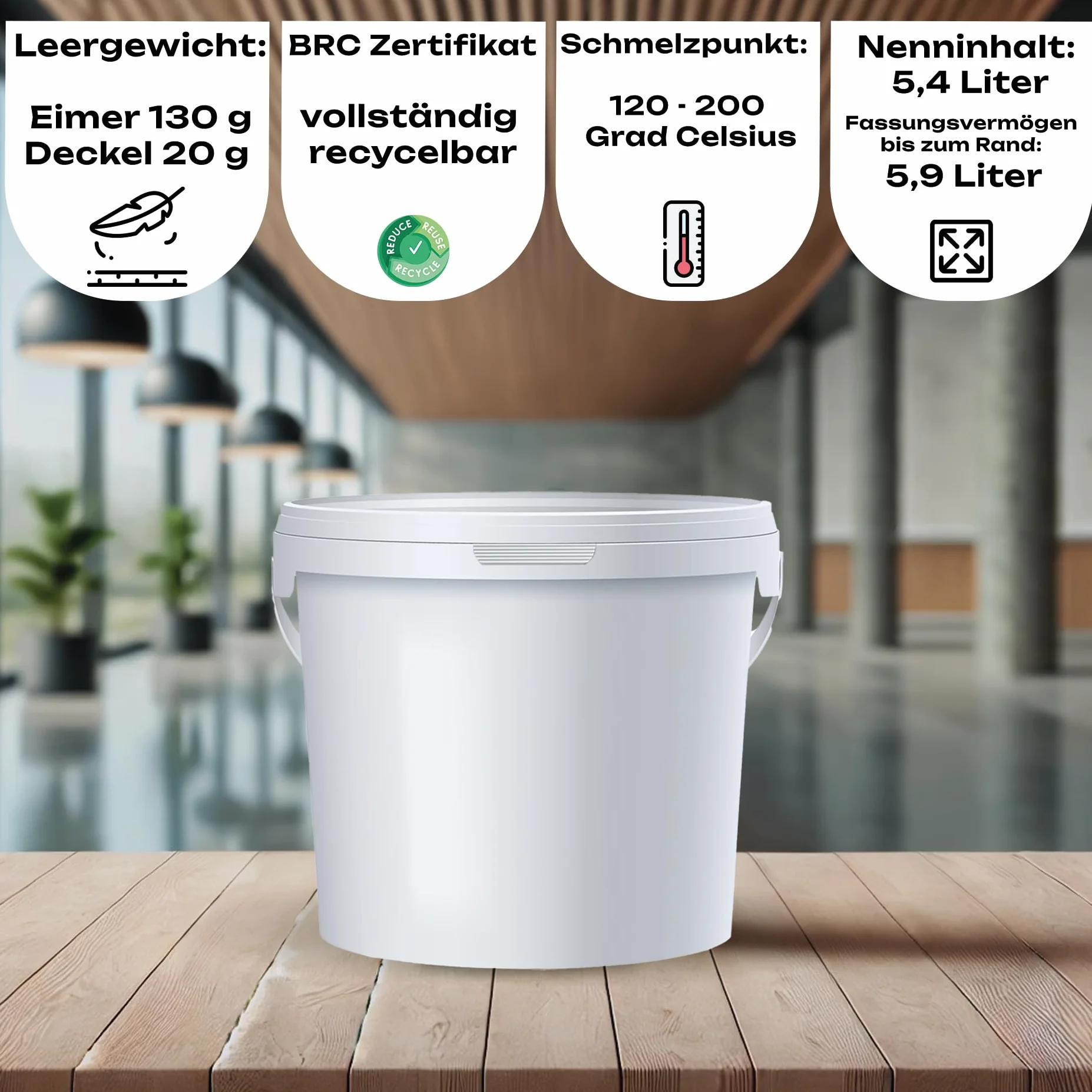 POSH Secchio da 5 litri, in plastica trasparente per uso alimentare, resistente alle perdite, inodore, robusto, stabile, ermetico, secchio con manico (10, 5 l)