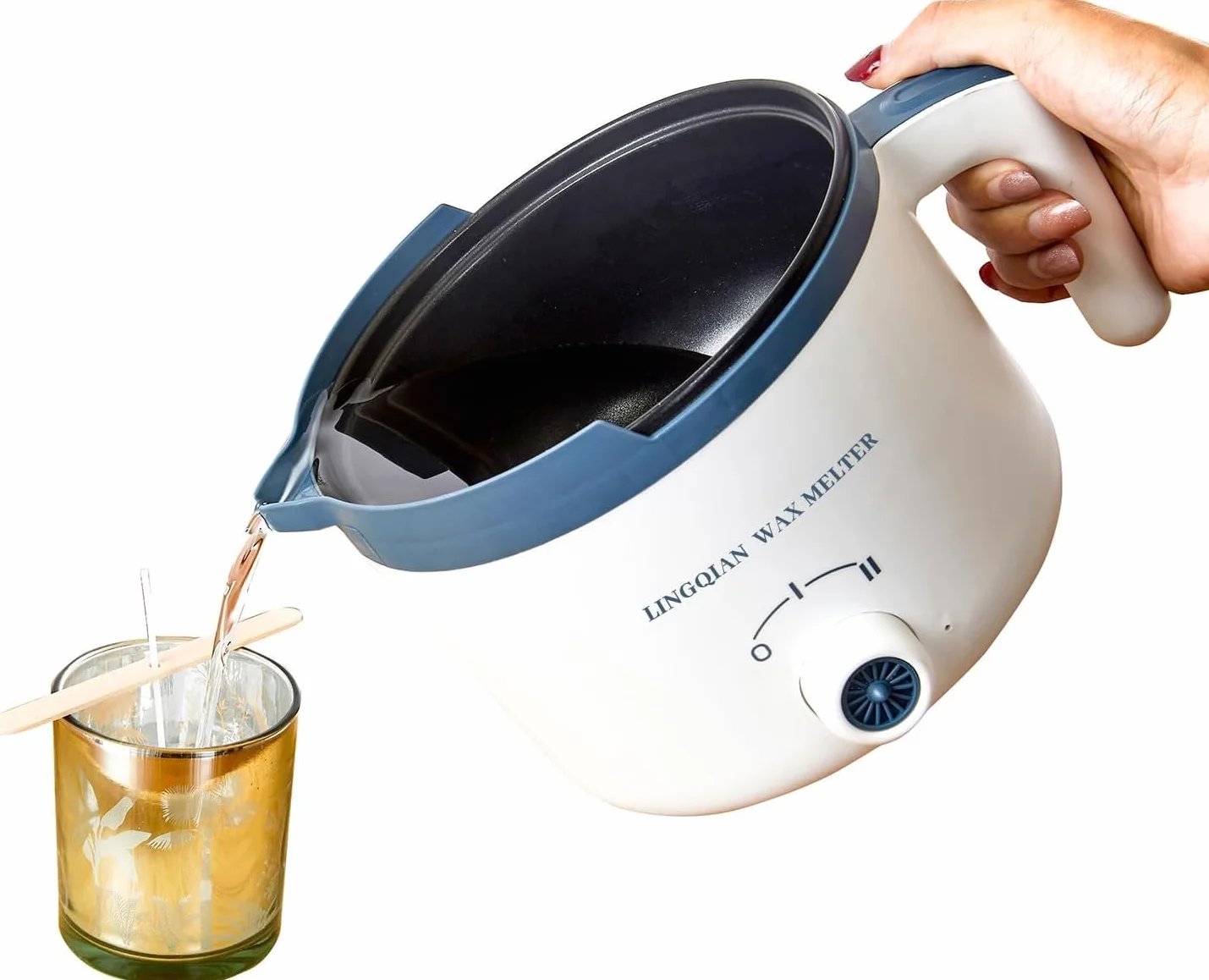 LINGQIAN Pentola Elettrica per Fusione Cera, 1,5 l, Sciogli Cera per Candele Professionale