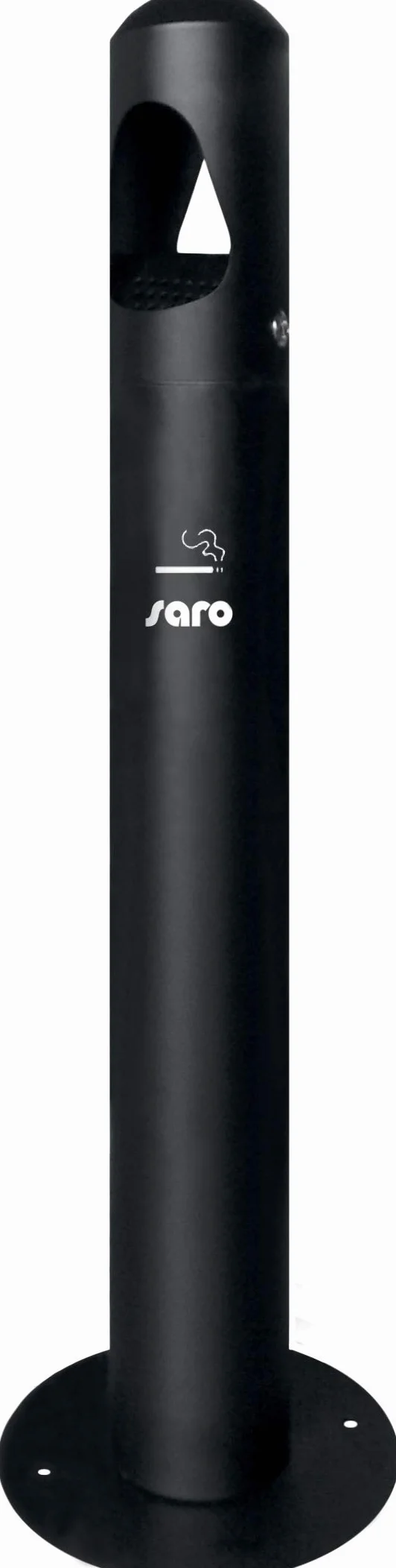 SARO RANA - Posacenere nero, con contenitore interno in acciaio inox, da 290 x 290 x 1000 mm, richiudibile a chiave, per ambienti interni ed esterni