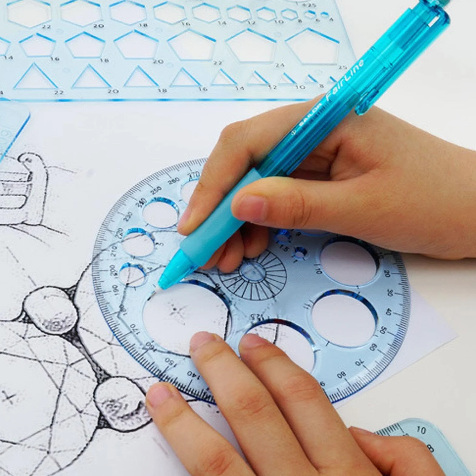 Acrylic Geometry Ruler Round Drawing Templates Circles Tracer Drafting Tools