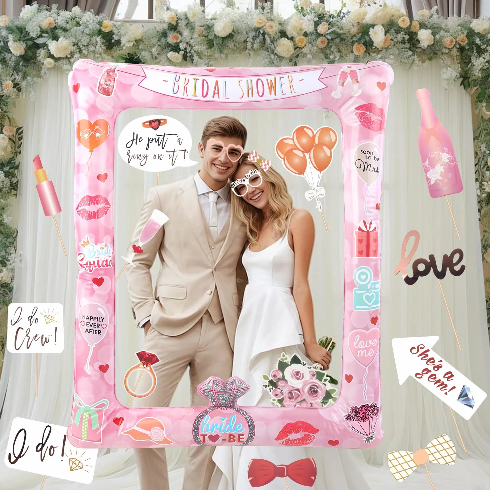 Accessori per fotobox JGA per donne, 24 accessori per fotobox per matrimonio, JGA cornice per foto gonfiabile e accessori per foto per gioco fotografico al matrimonio