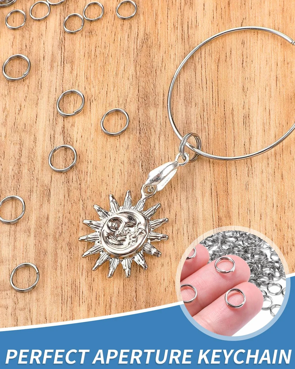 100 pezzi portachiavi 12/15/20 mm piccoli portachiavi in acciaio inox anelli divisori in argento per gioielli, chiavi, decorazioni fai da te (15 MM)