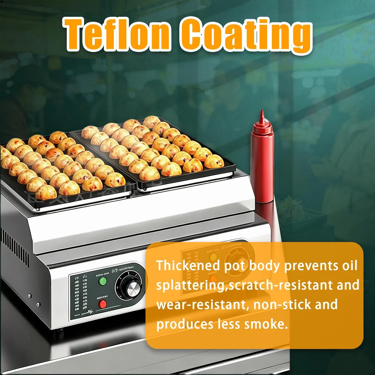 Macchina per polpette di Polpo, 56 Fori, per takoyaki Professionali, con Doppia Piastra Antiaderente, 4200W, Ideale per mercati notturni e Bar