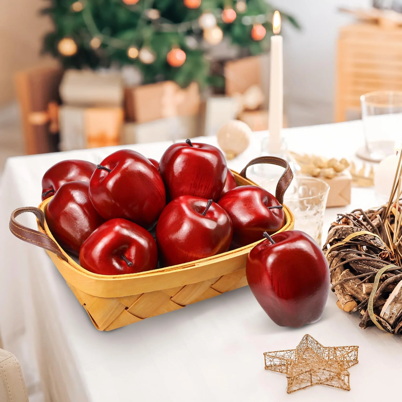 Lorigun Mele Rosse Artificiali 6 Pezzi Frutta Decorativa