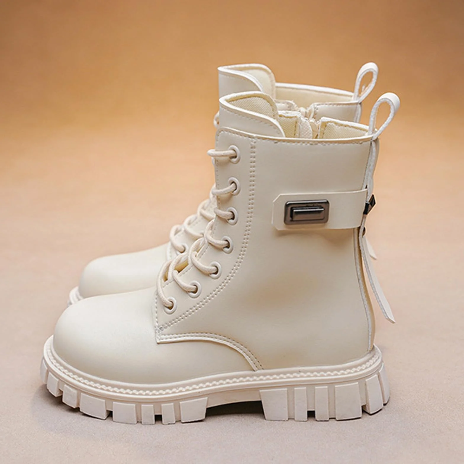 Stivaletti in Pelle per Bambine e Ragazze con Cerniera Laterale e Lacci Scarpe da Equitazione Antiscivolo Invernali