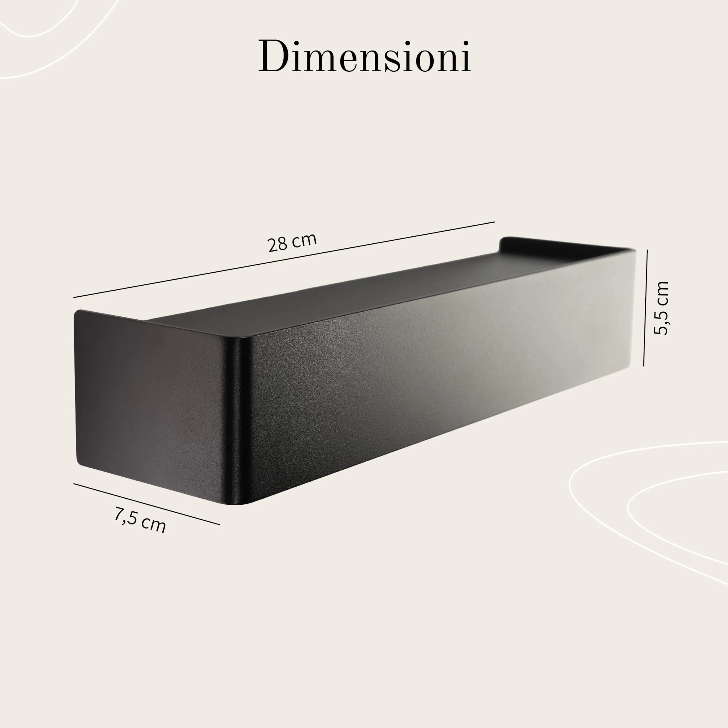Design Amburgo Portachiavi da Parete Moderno con Ripiano | Ganci Portachiavi da Muro in Alluminio Nero Opaco