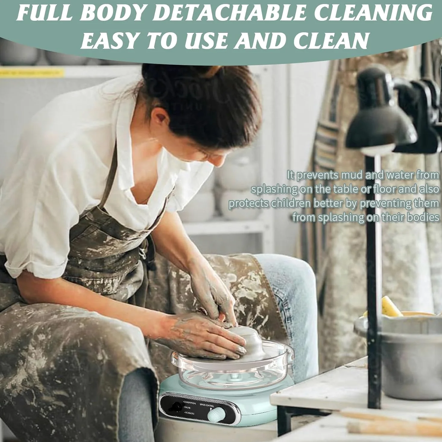 Kit ruota elettrica per ceramica con piatto girevole staccabile e accessori, macchina formatrice per argilla per bambini e principianti, ideale per artisti e hobbisti