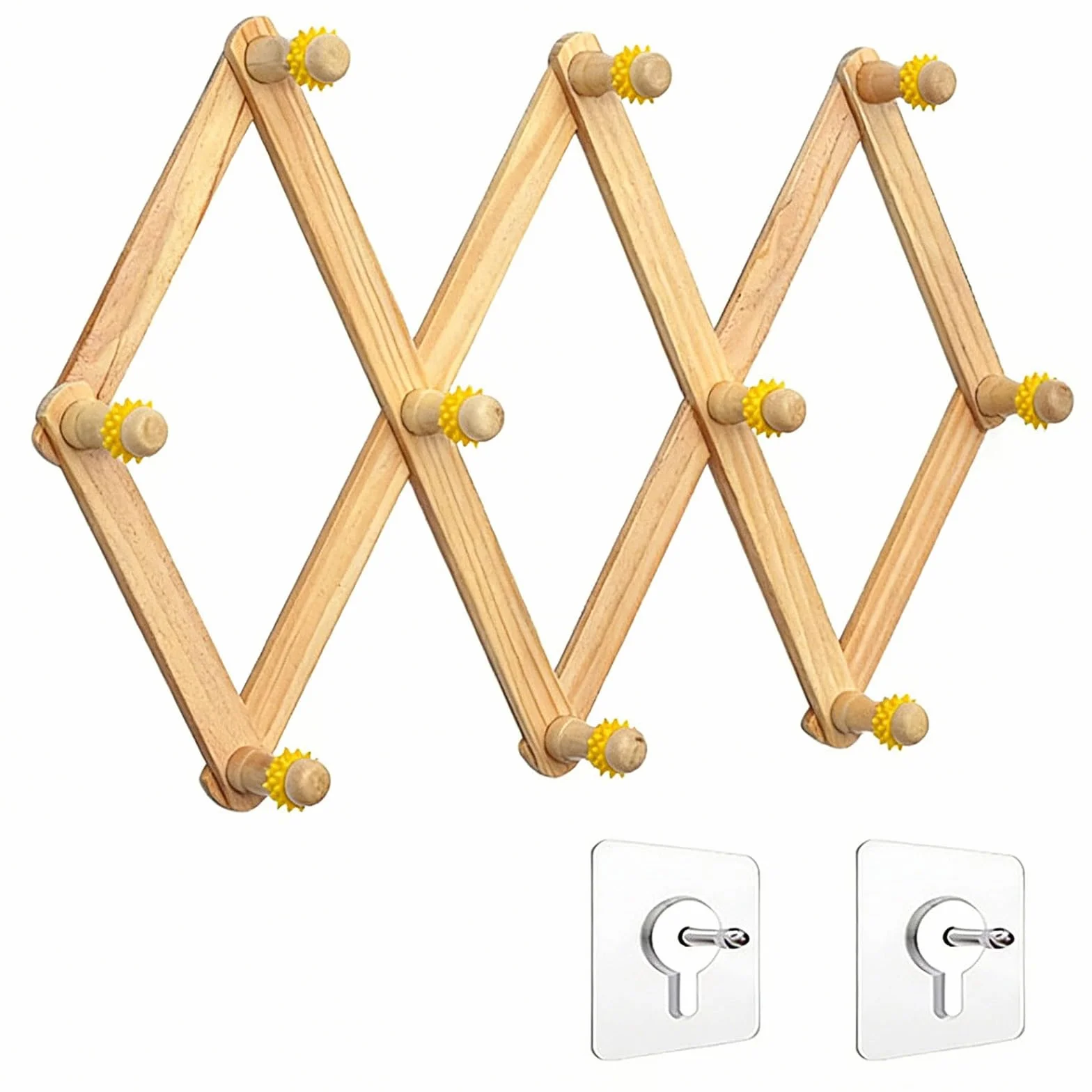 Generico Appendiabiti a Fisarmonica Espandibile in Legno Attaccapanni da Muro Moderno 45cm Giallo