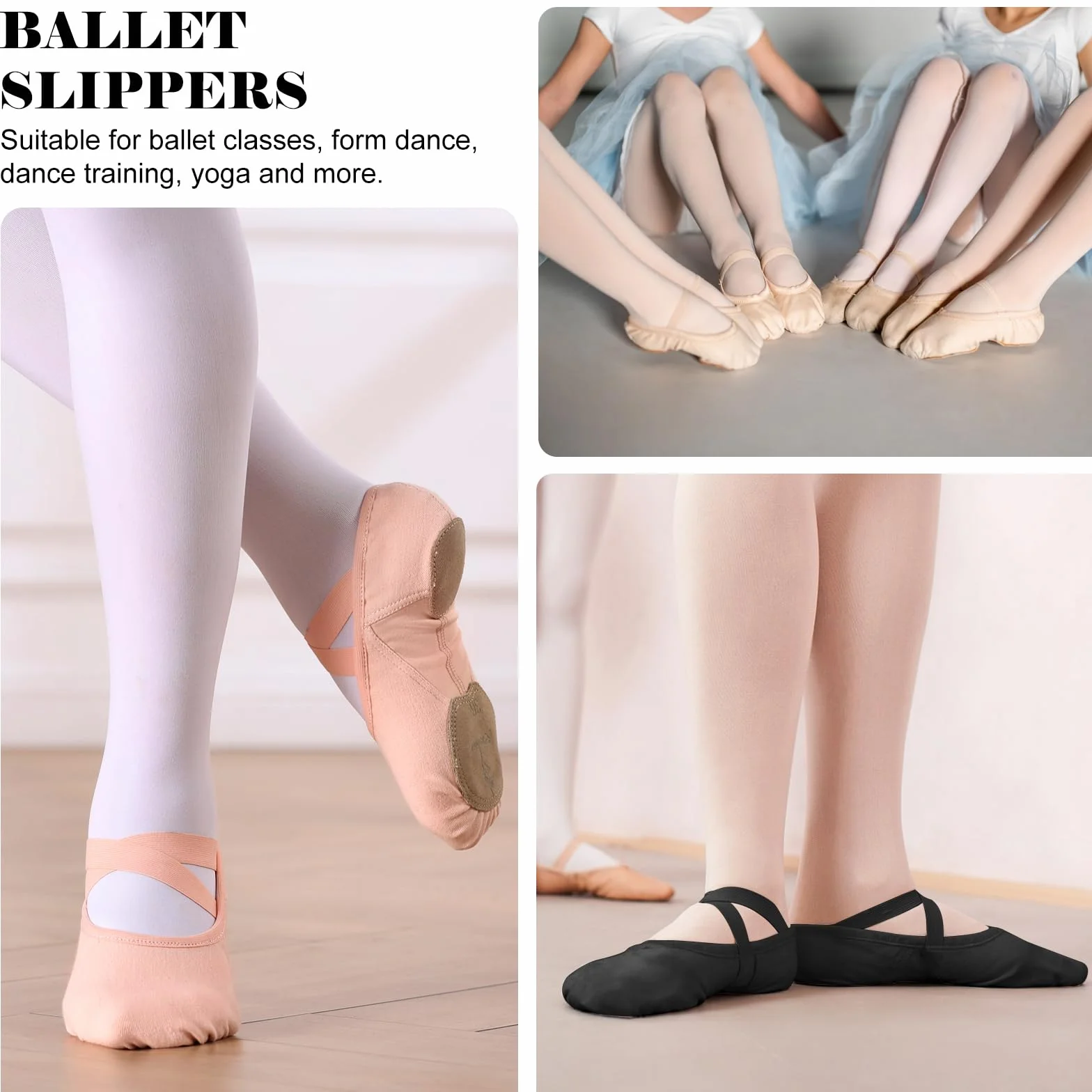 Bezioner Scarpe Danza Bambina Altamente Elastiche Scarpette Danza Classica Scarpe da Ballo Donna Suola Spezzata per Ragazze e Adulti
