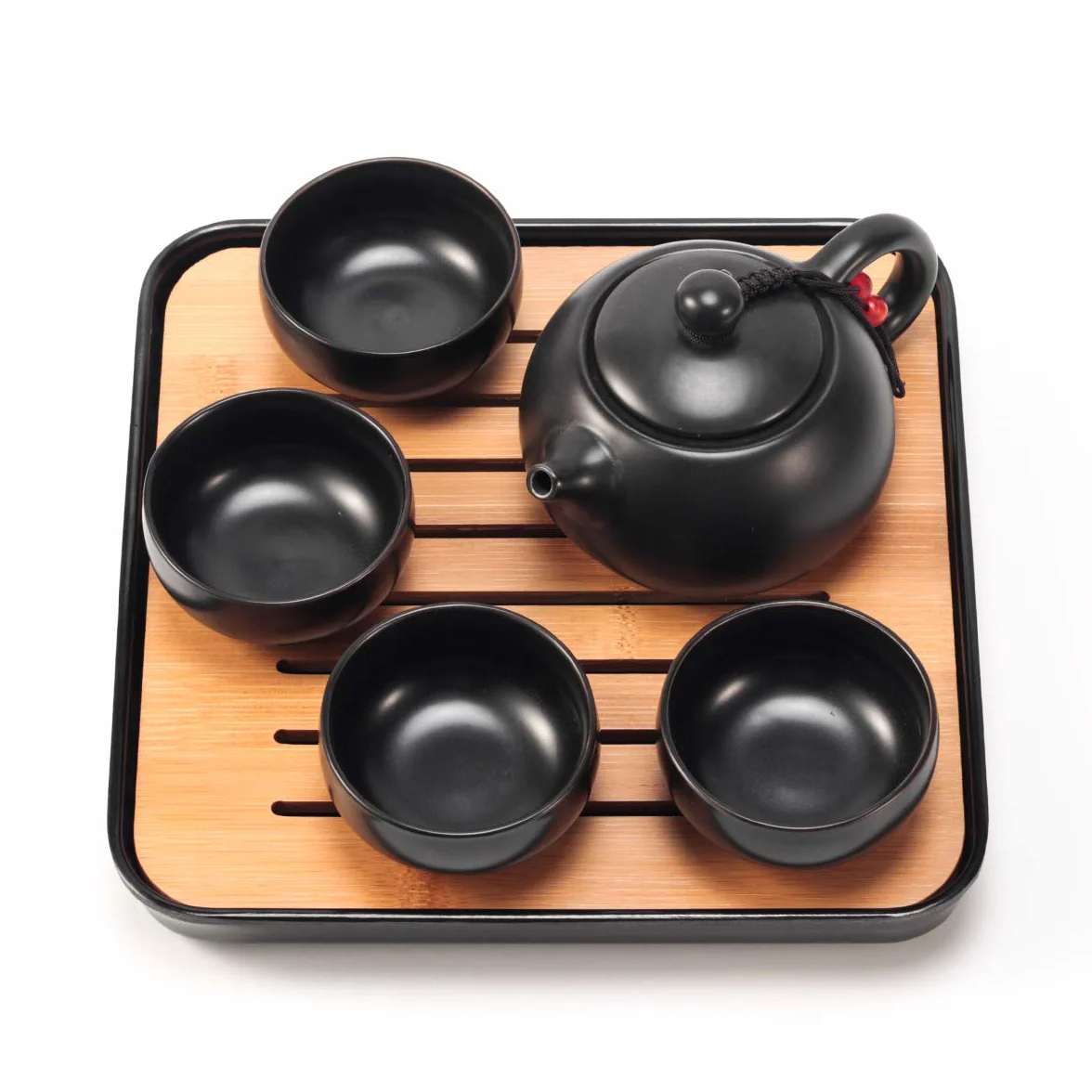 Set di tazze da tè con vassoio in ceramica - Teiera portatile da viaggio per picnic all'aperto
