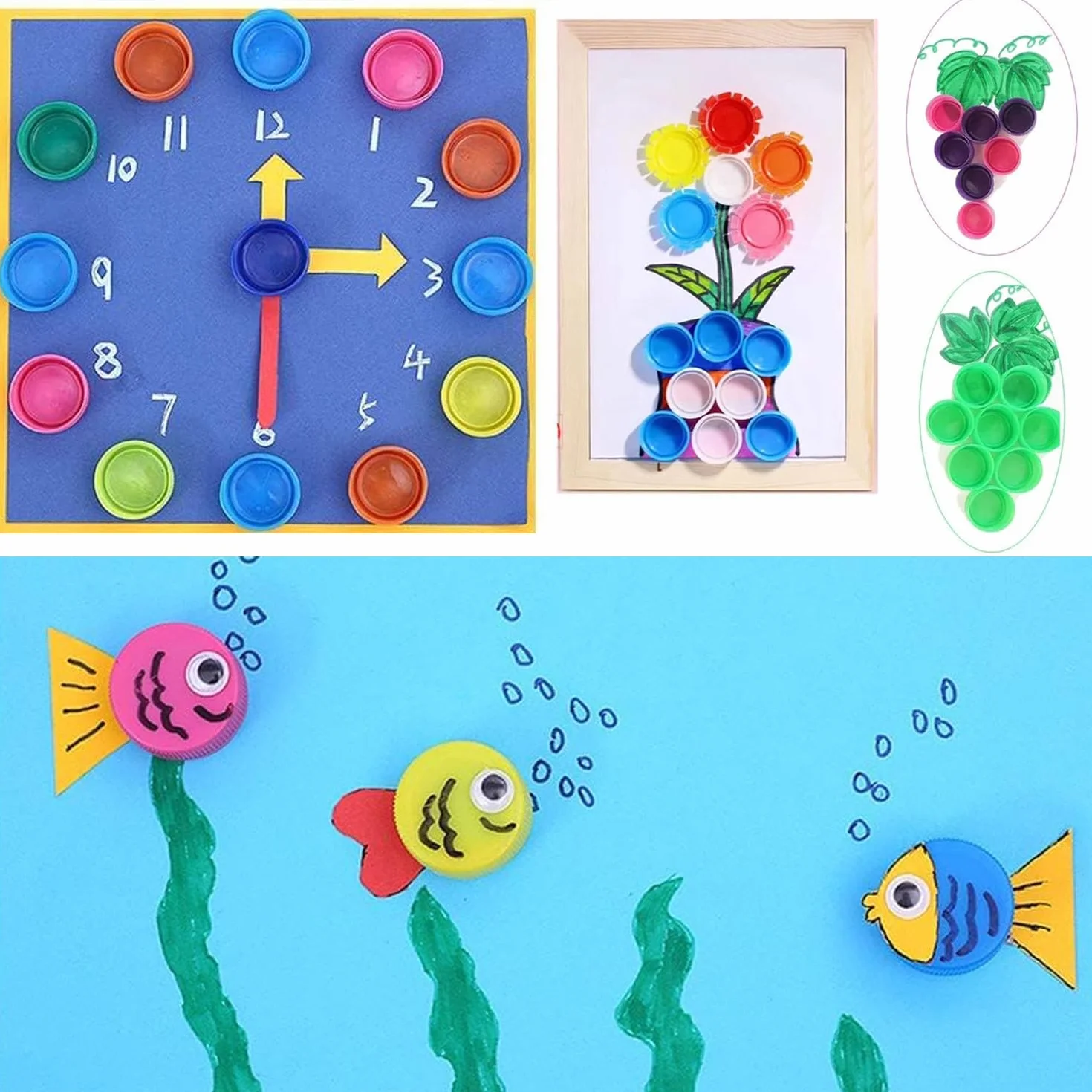 100 Tappi di Plastica Colorati per Bottiglie, PE Tappi Plastica Bottiglie, Progetti DIY Bambini Eco-Friendly, attività Scolastiche E Creative (10 Colori (Senza Nero e Bianco))