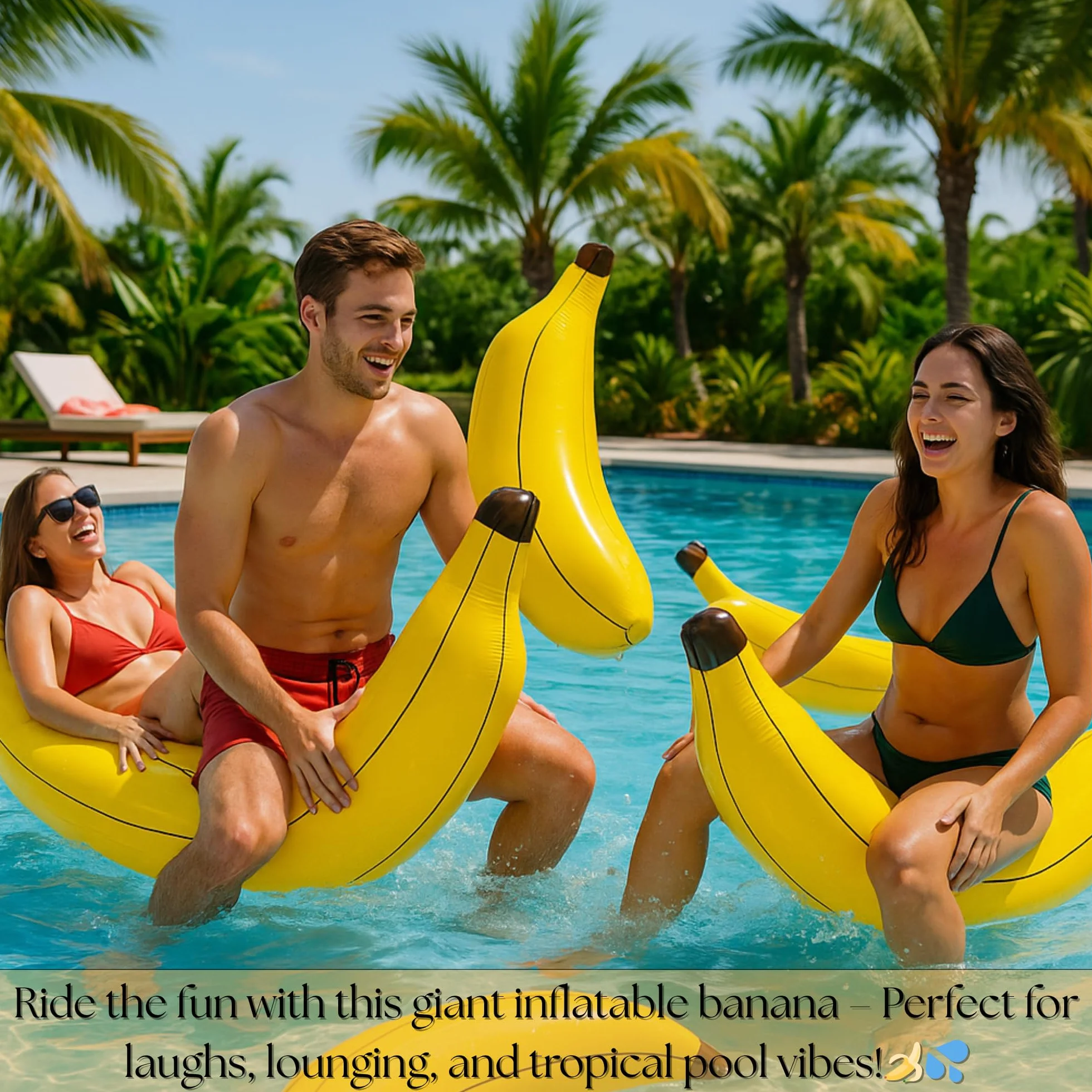 Banana gonfiabile 162 cm - Banana gigante gialla gonfiabile per feste, piscina, addio al nubilato, travestimento, tema giungla, fototessera, eventi estivi e accessori decorativi divertenti per età 16+