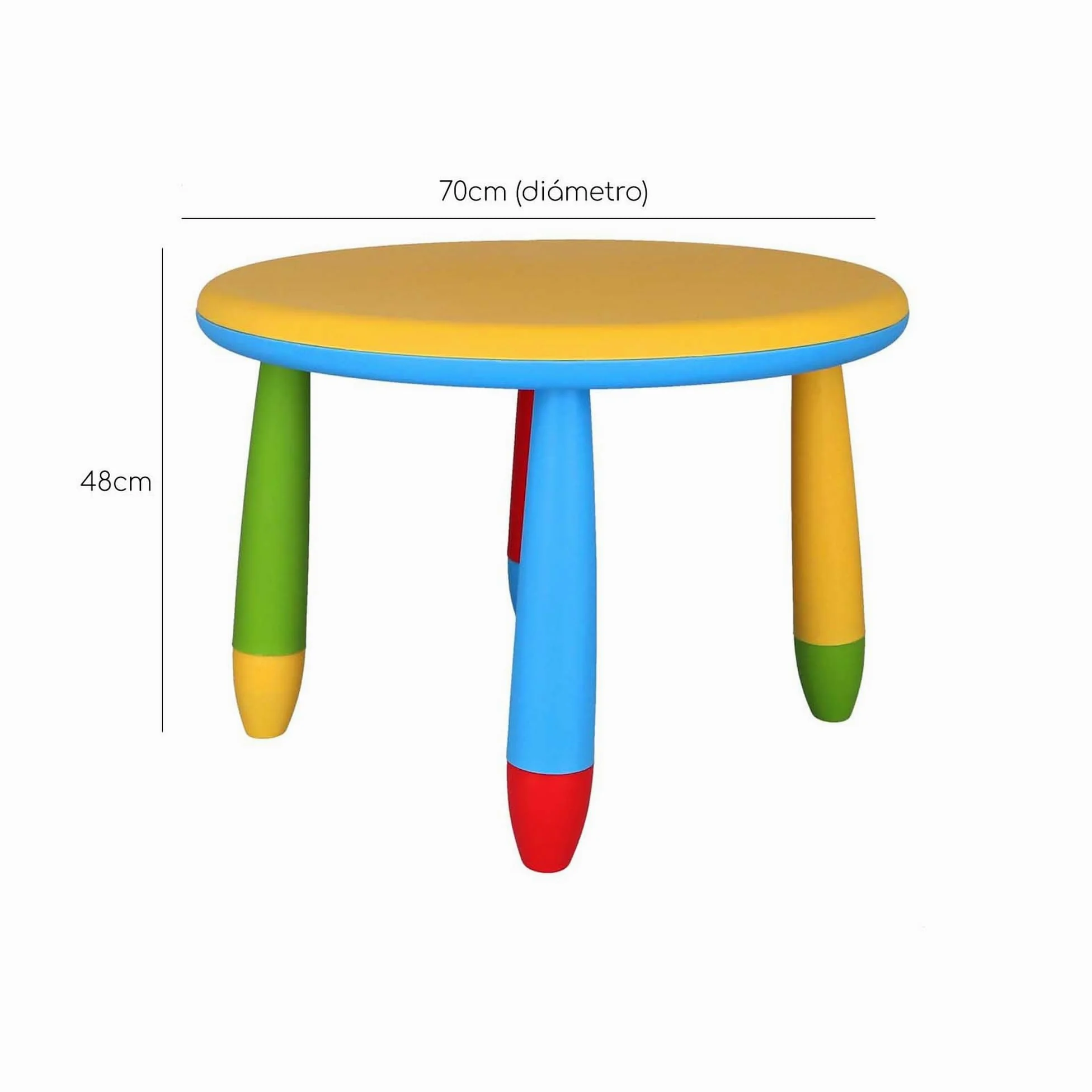 Mueblear 90048 - Tavolo rotondo per bambini, in plastica, 30 x 15 x 48 cm giallo