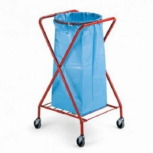 Carrello Portasacco a X Pieghevole Portarifiuti in Acciaio Cromato per Sacco Immondizia 120 Litri Struttura Salvaspazio con Ruote Piroettanti per Pulizia Professionale e Domestica