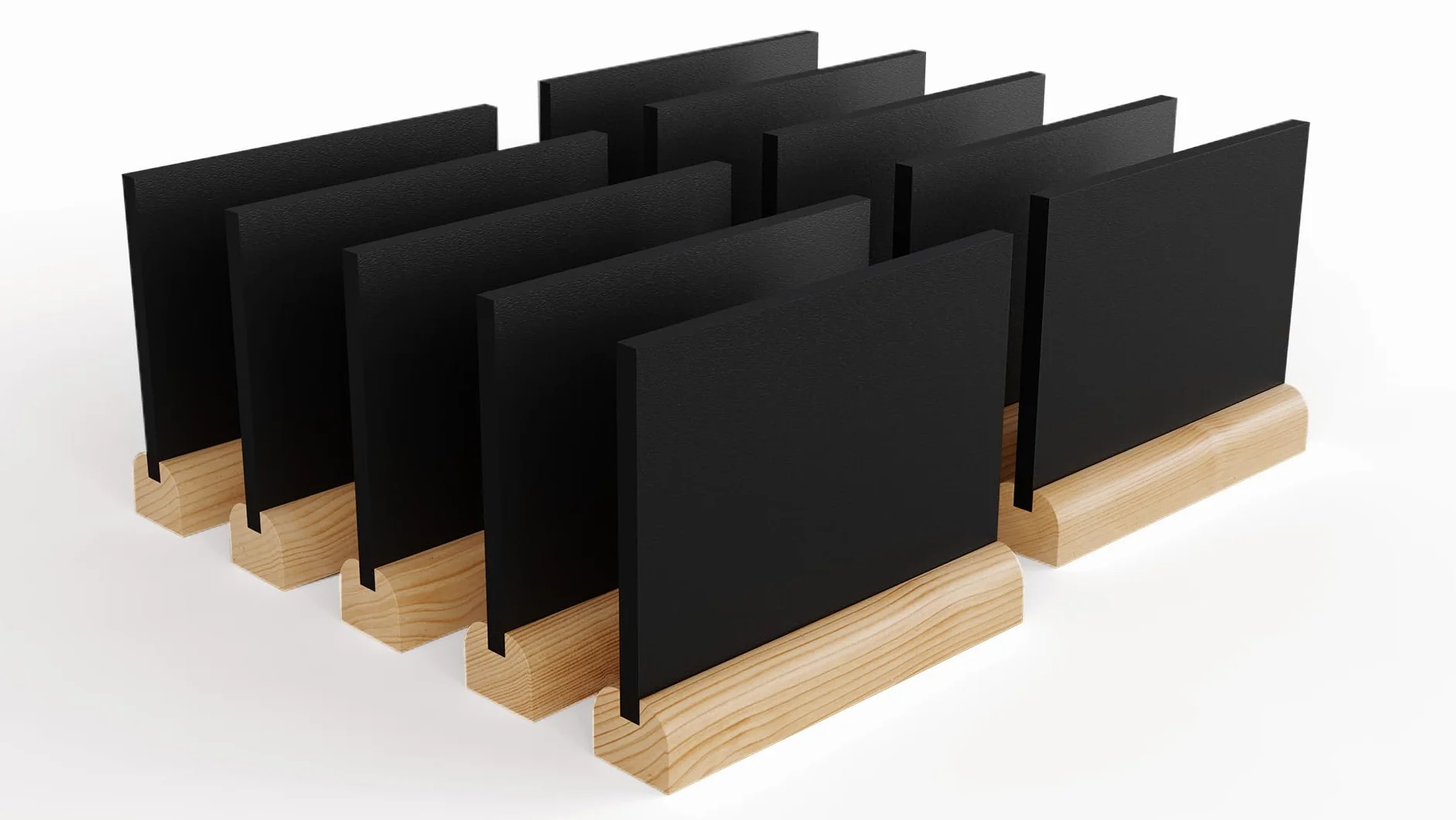 ALLboards Lavagnetta per gesso bifacciale da tavolo per Menu, MINI, stilizzata base legno, set 10 pezzi
