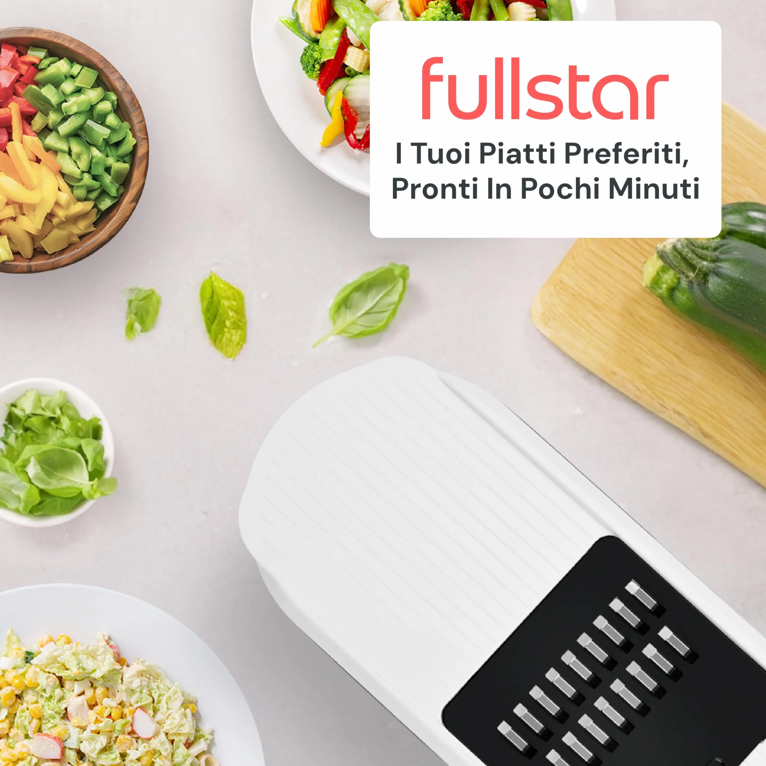 Fullstar Taglia Verdure e Mandolina Affetta Verdure 6-in-1 Bianco Multifunzione