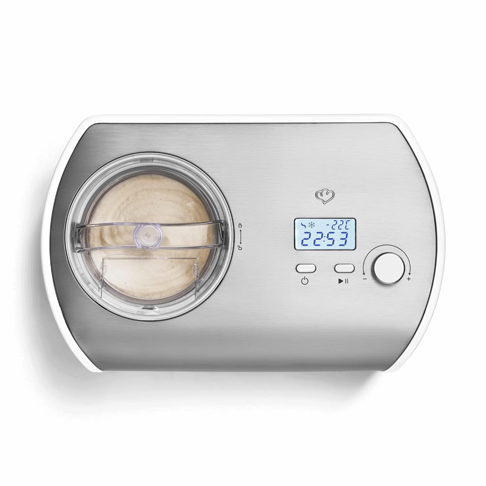 SPRINGLANE Gelatiera Elli con compressore autoraffreddante, gelatiera in acciaio inossidabile con contenitore per gelato rimovibile (Argento, 1,2 L)