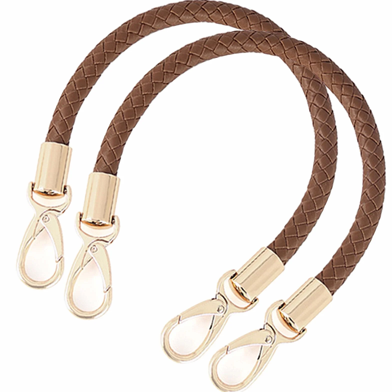 WANYI Manici per Borse 40 cm PU Intrecciato Ricambio Pelle Portafogli 2 PCS con Fibbie in Metallo Caffè